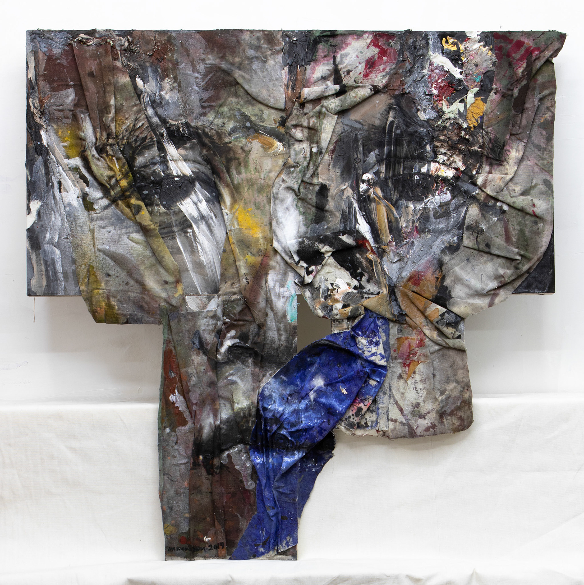 “Eirenopoios” (Peacemaker) mixed media on shaped canvas 24” x 48”, 24” x 12”, 12” x 12”