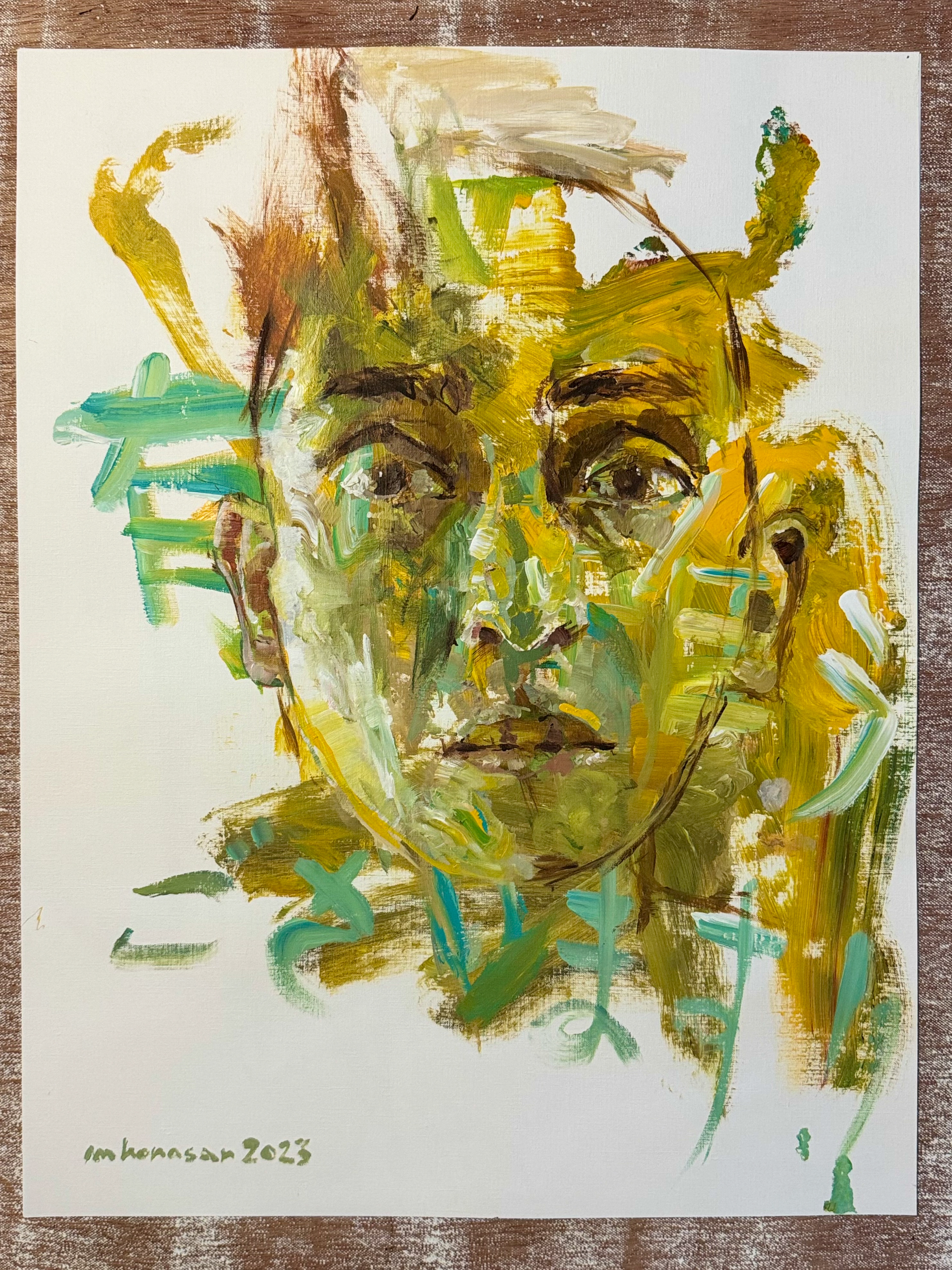 有り難う(ありがとう, Thank you) / acrylic and acrylic marker on mixed media paper / 65.1 cm. x 49.9 cm. / 2023
