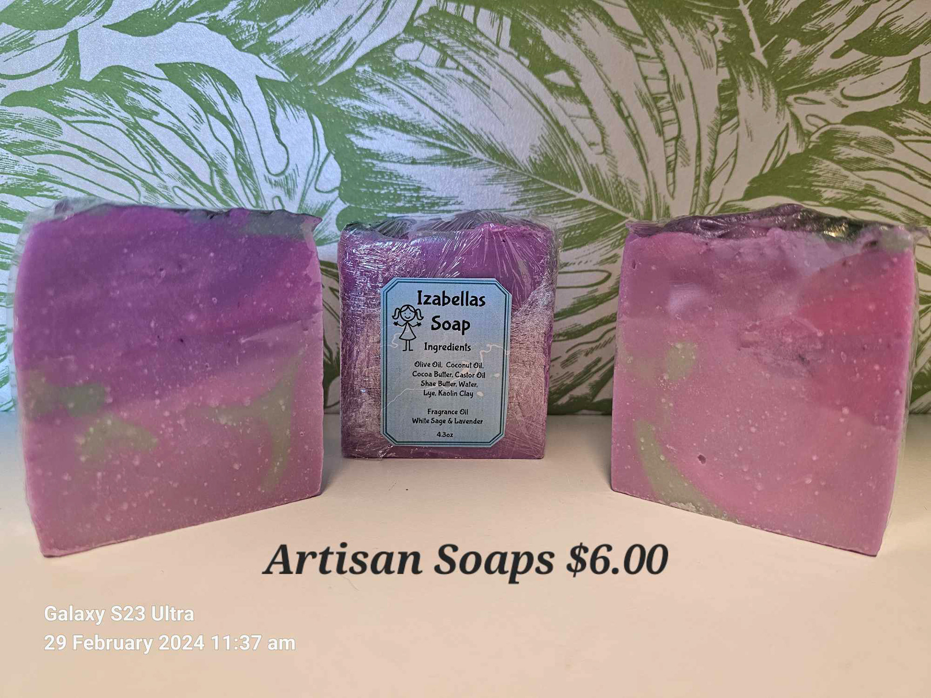 Izabella's Artisan Soaps WHITE SAGE & LAVENDER 6.00