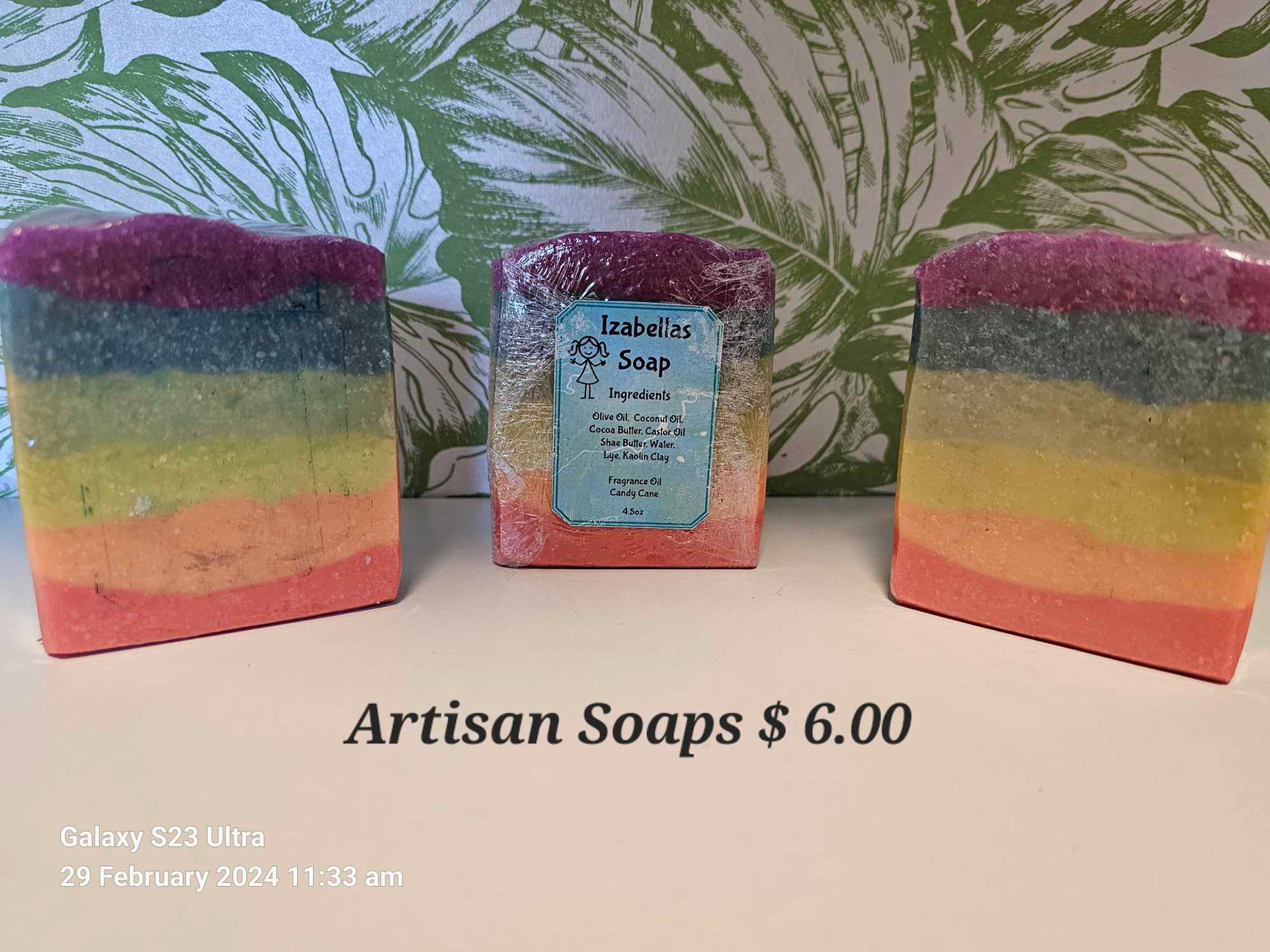 Izabella's Artisan Soap CANDY CANE 6.00
