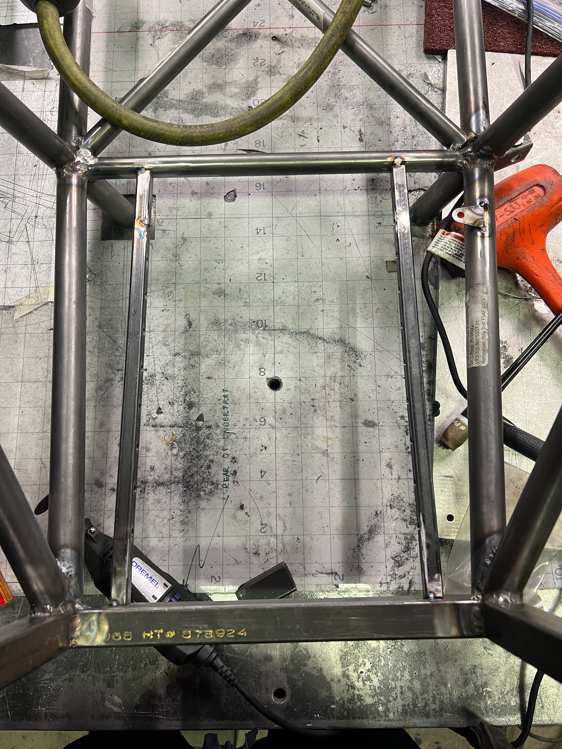 tacked into place in the chassis, then cut out the pedalbox frame
