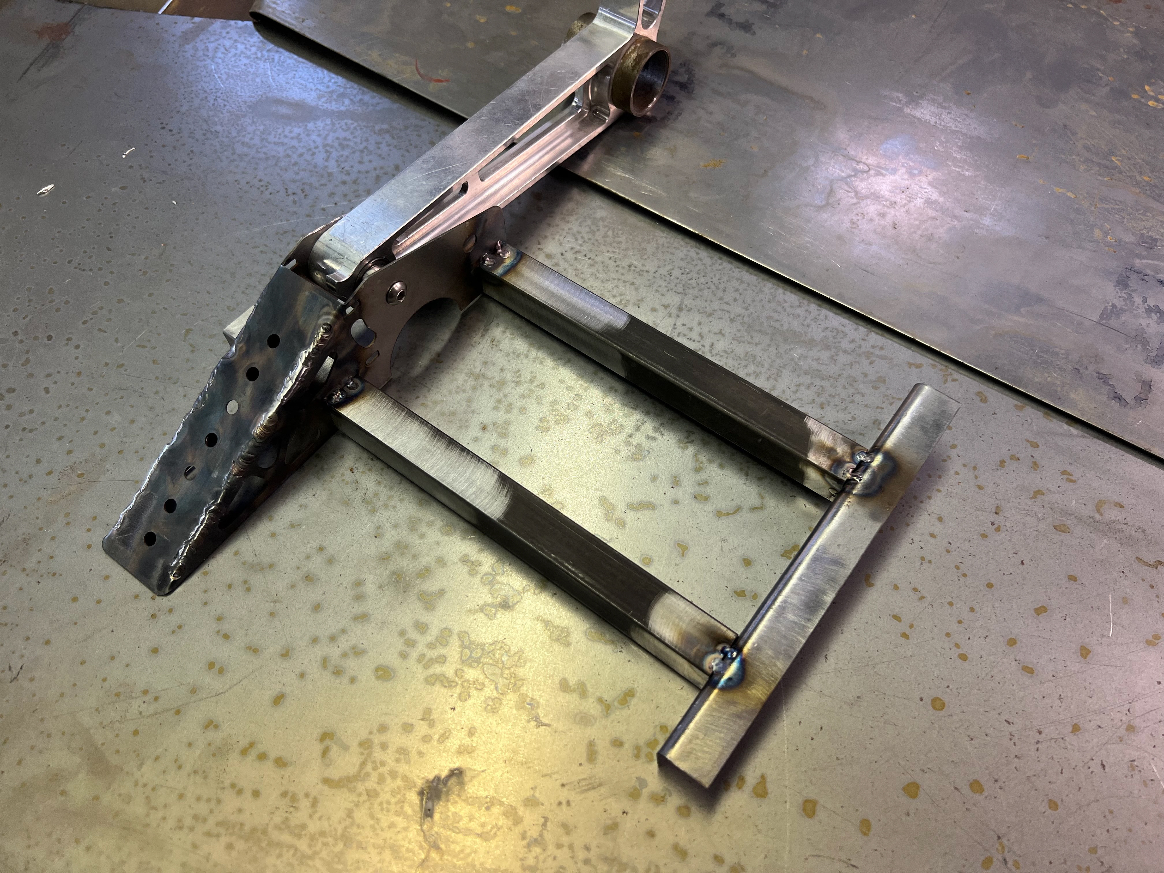 the pedalbox frame partially tacked together