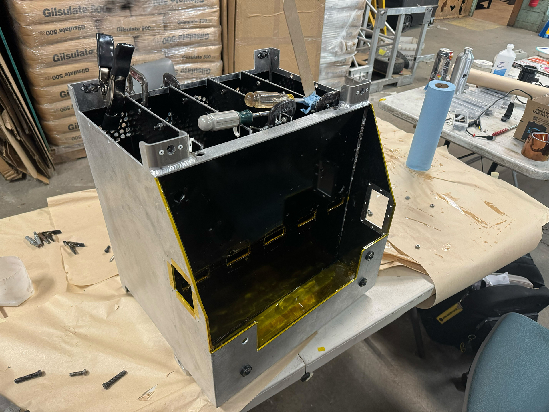 applying kapton tape to remaining exposed metal