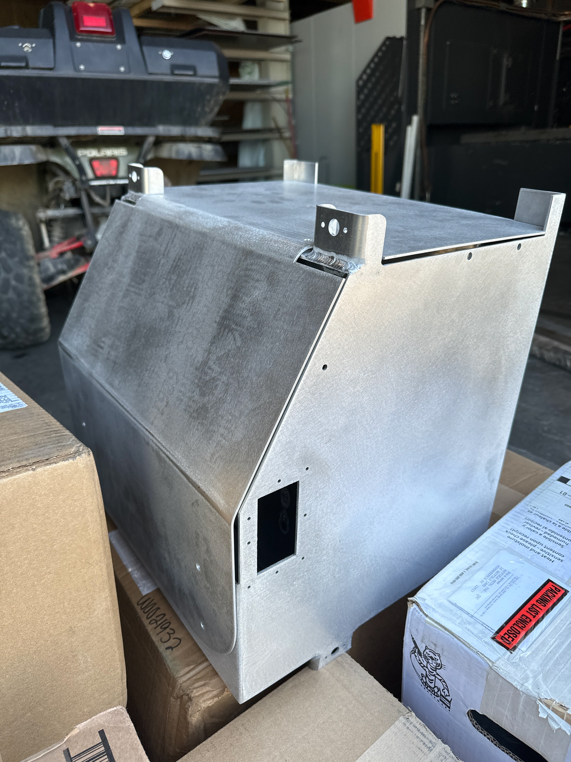 finished sheet metal box as picked up from manufacturer