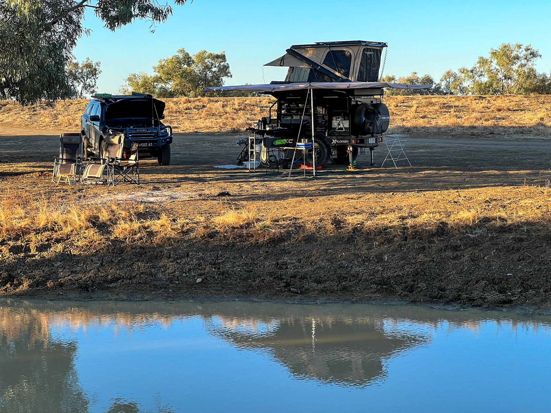 Camping by long Waterhole, Winton