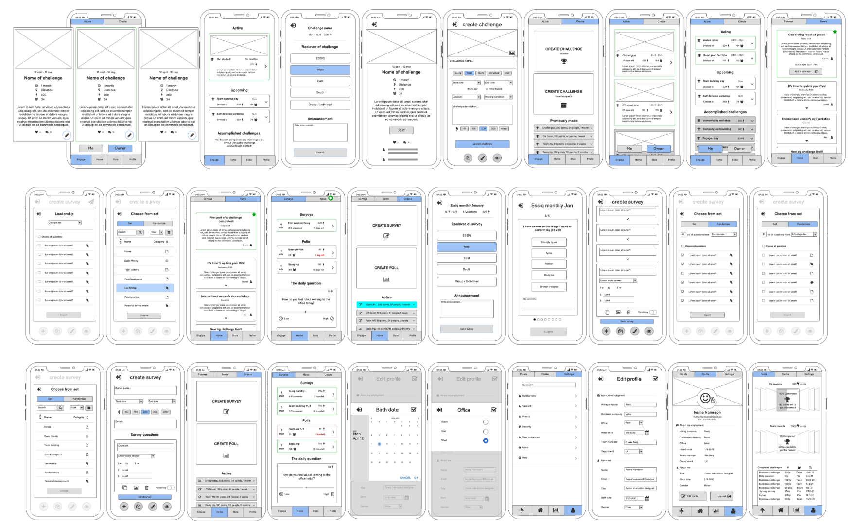 Wireframes made in Balsamiq