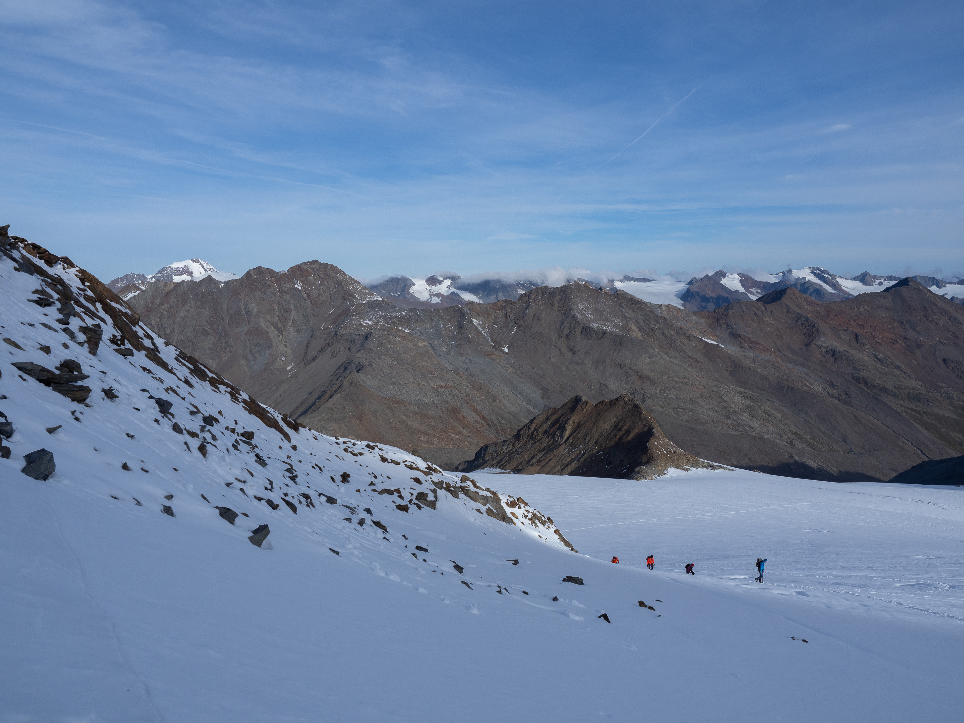 Blick über den Niederjochferner zur Weißkugel und Finailspitze