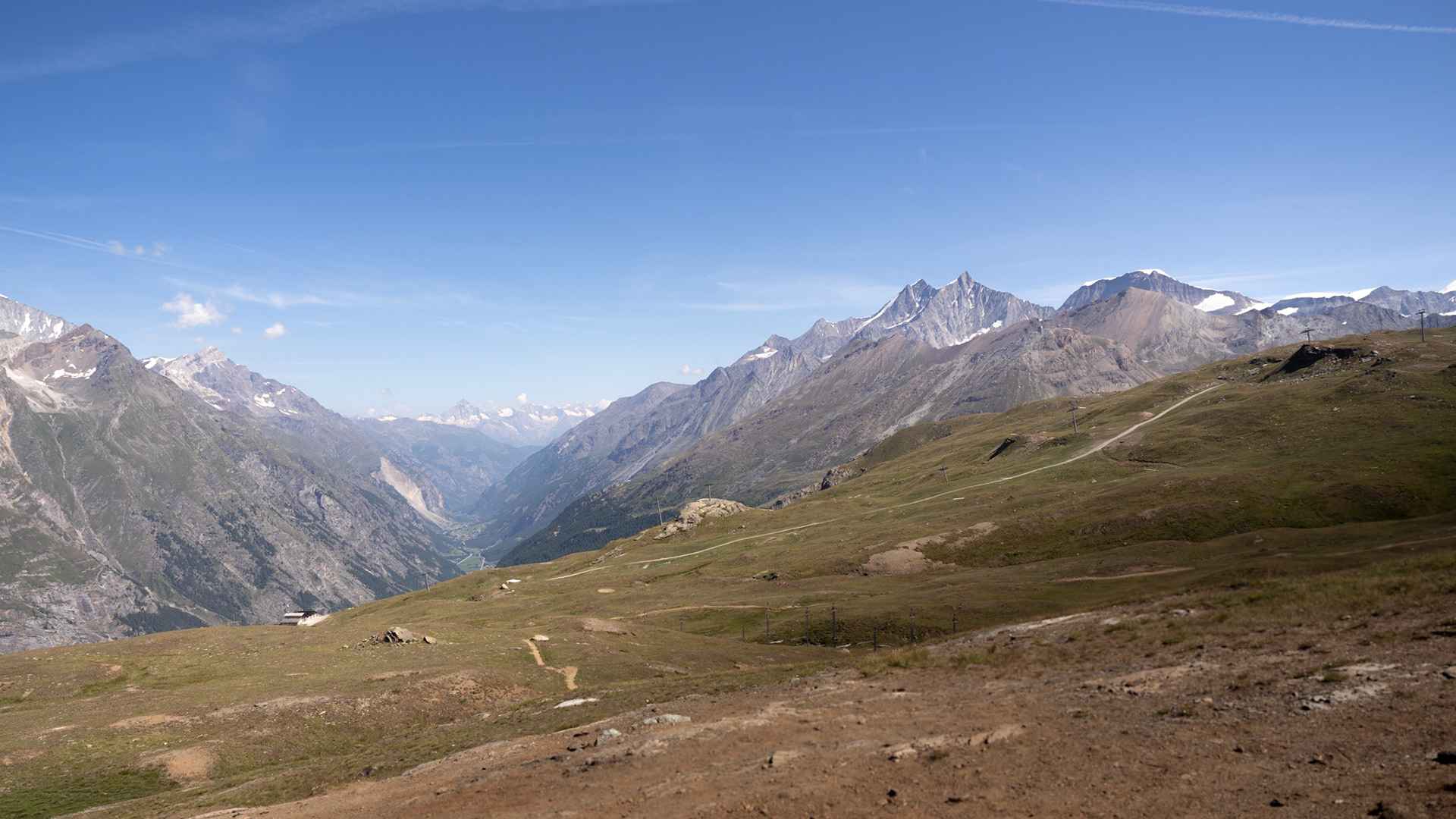 Mischabelgruppe um Dom (rechts) vom Rotenboden gesehen