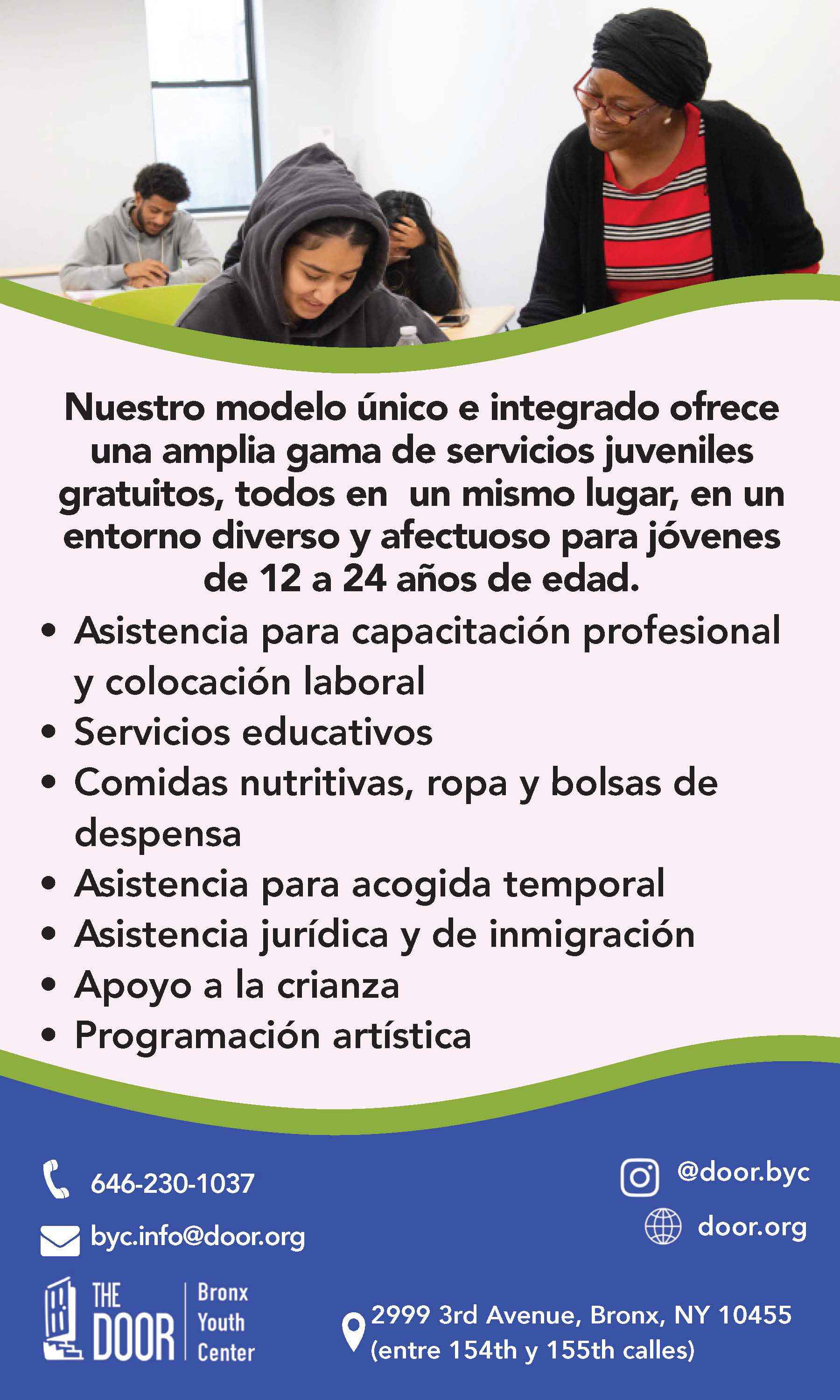Bronx Youth Center palm card, SP.