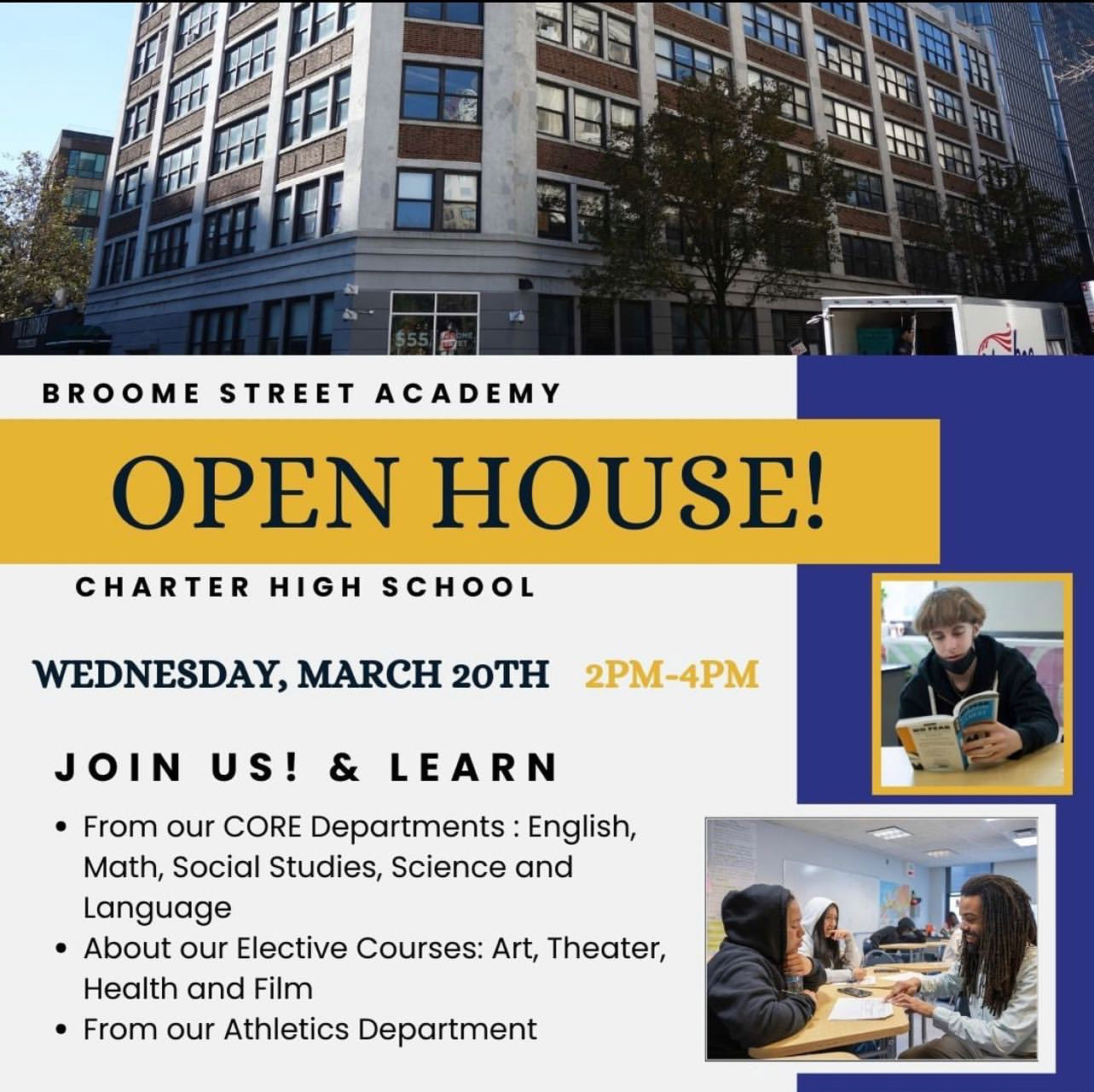 BSA school open house flyer