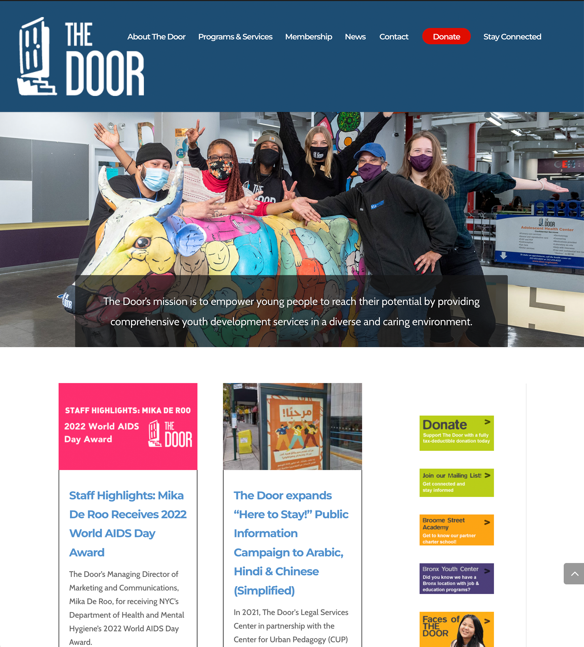 Old homepage, The Door website