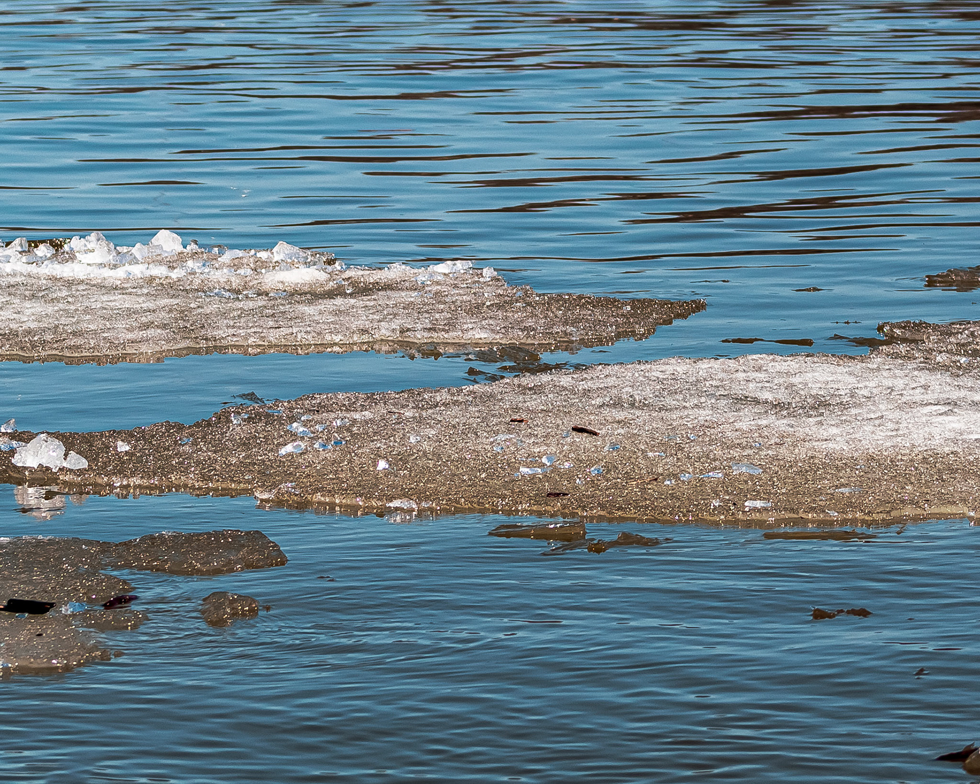 Ice on the Mississippi River in the Port of Dubuque, IA.