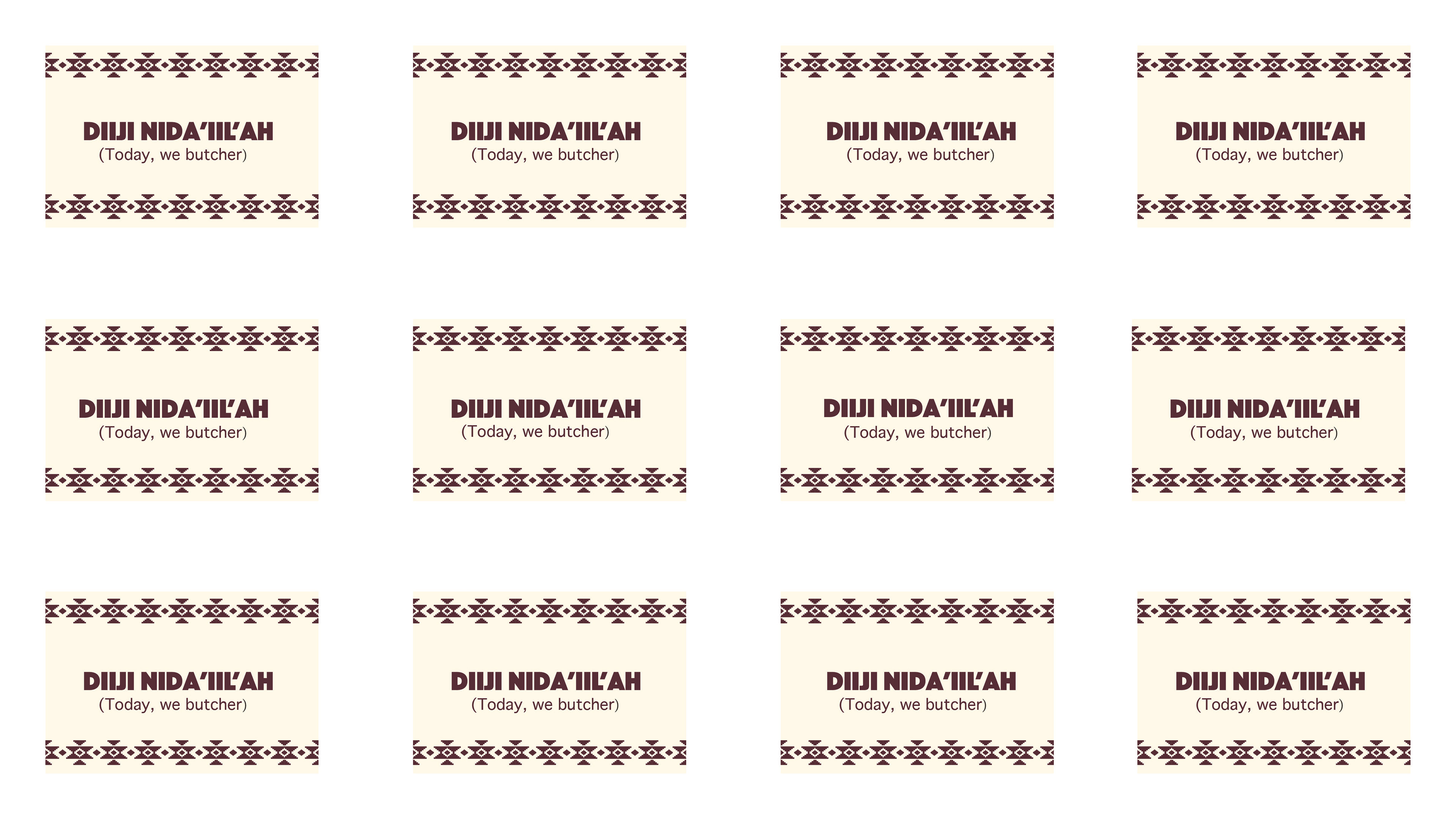 Butcher Cards (Front)