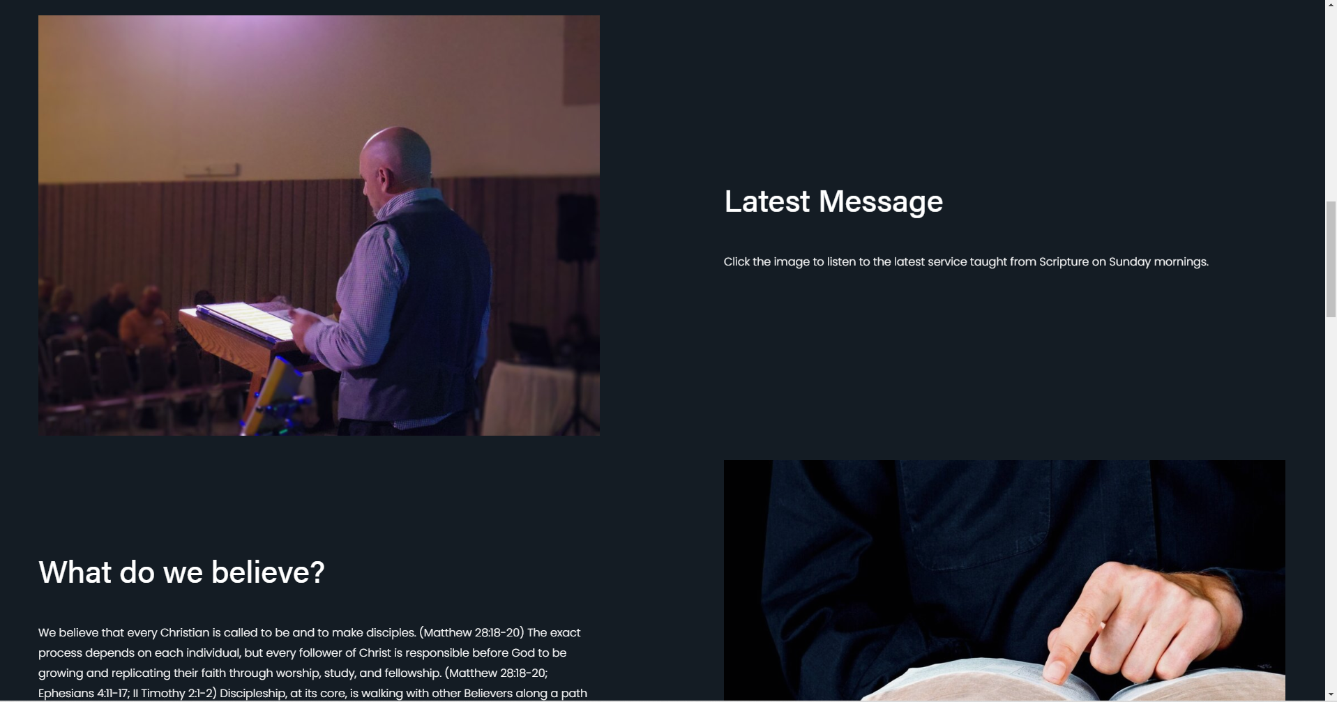 bottom portion of the home page