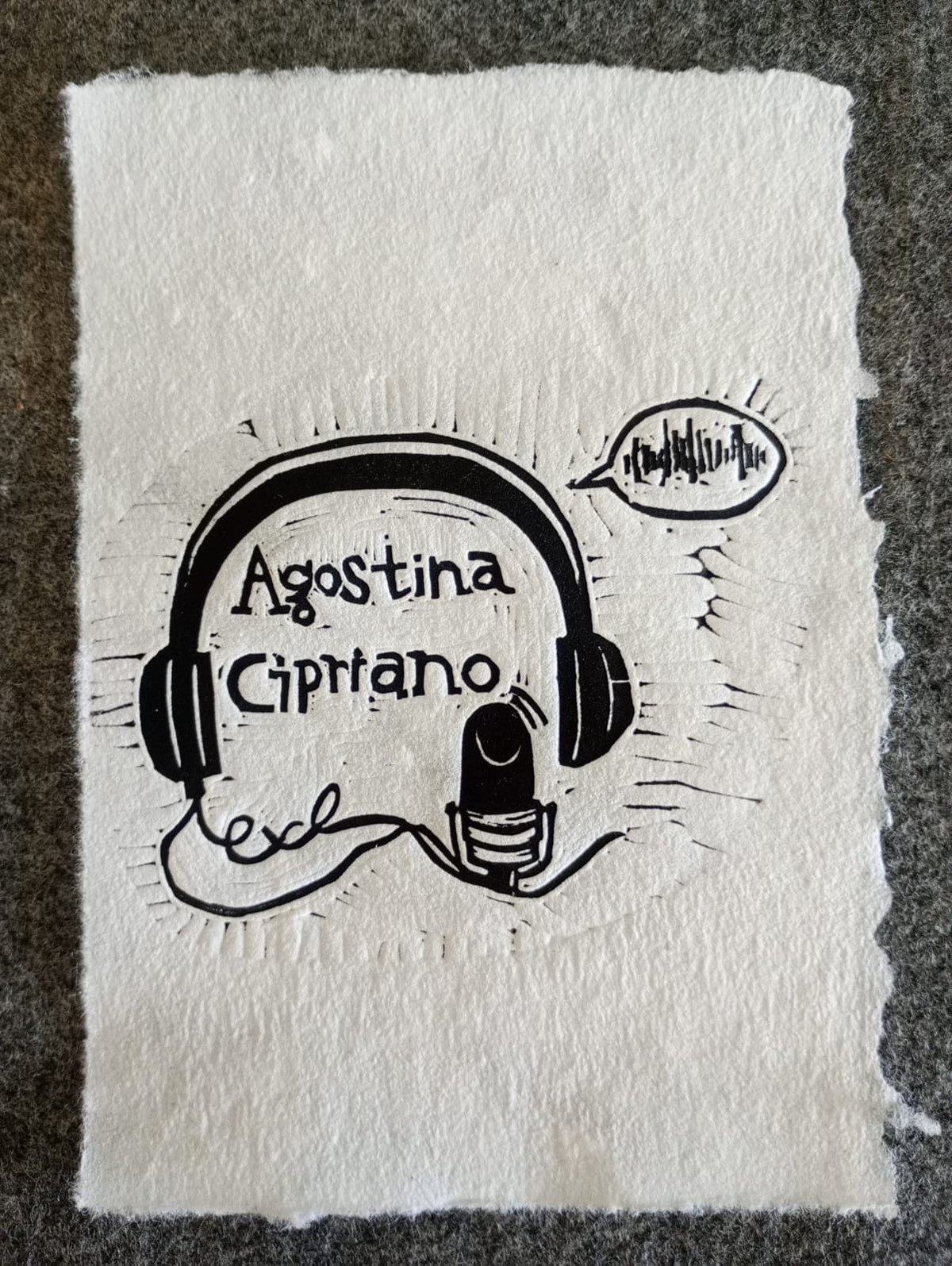 Linograbado sobre papel hecho a mano, 2025