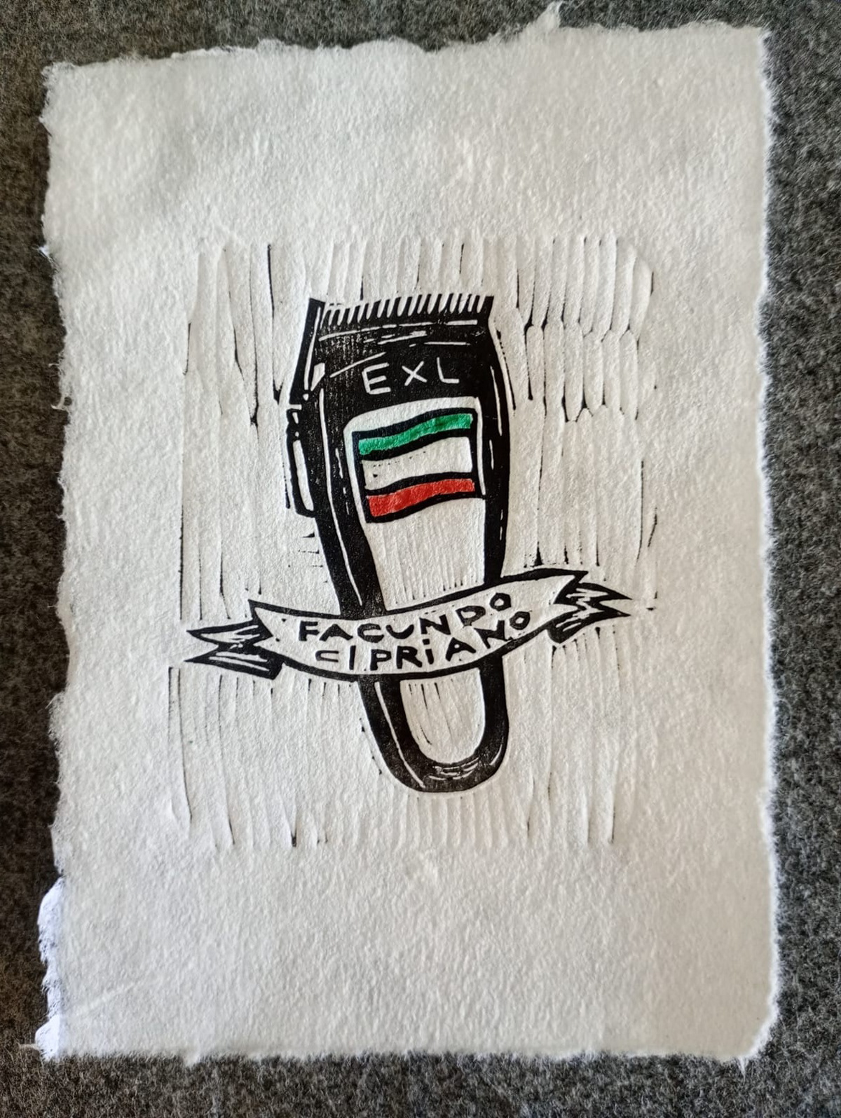 Linograbado sobre papel hecho a mano, 2025