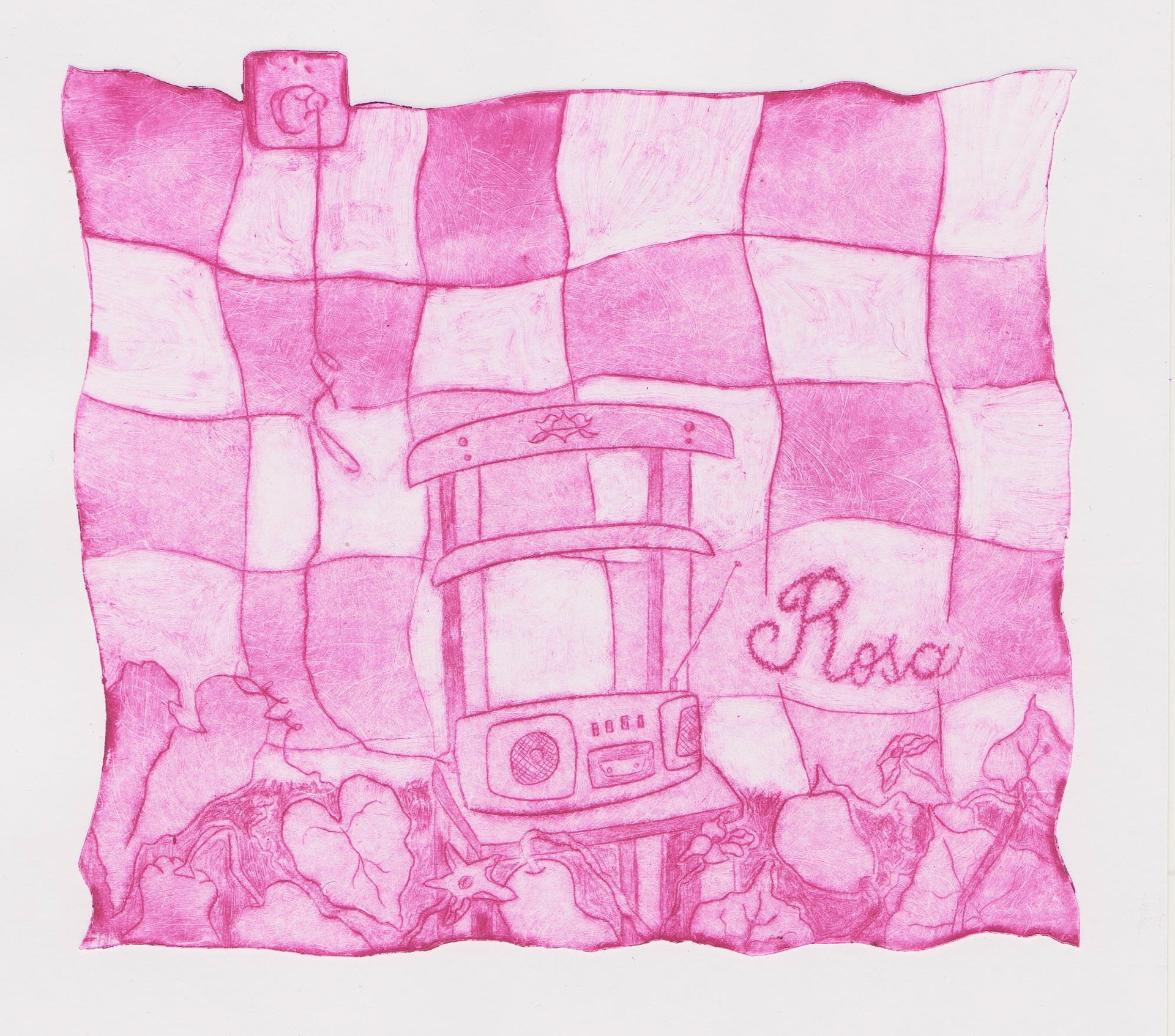 Exl a Rosa. Punta seca sobre acetato, 2026