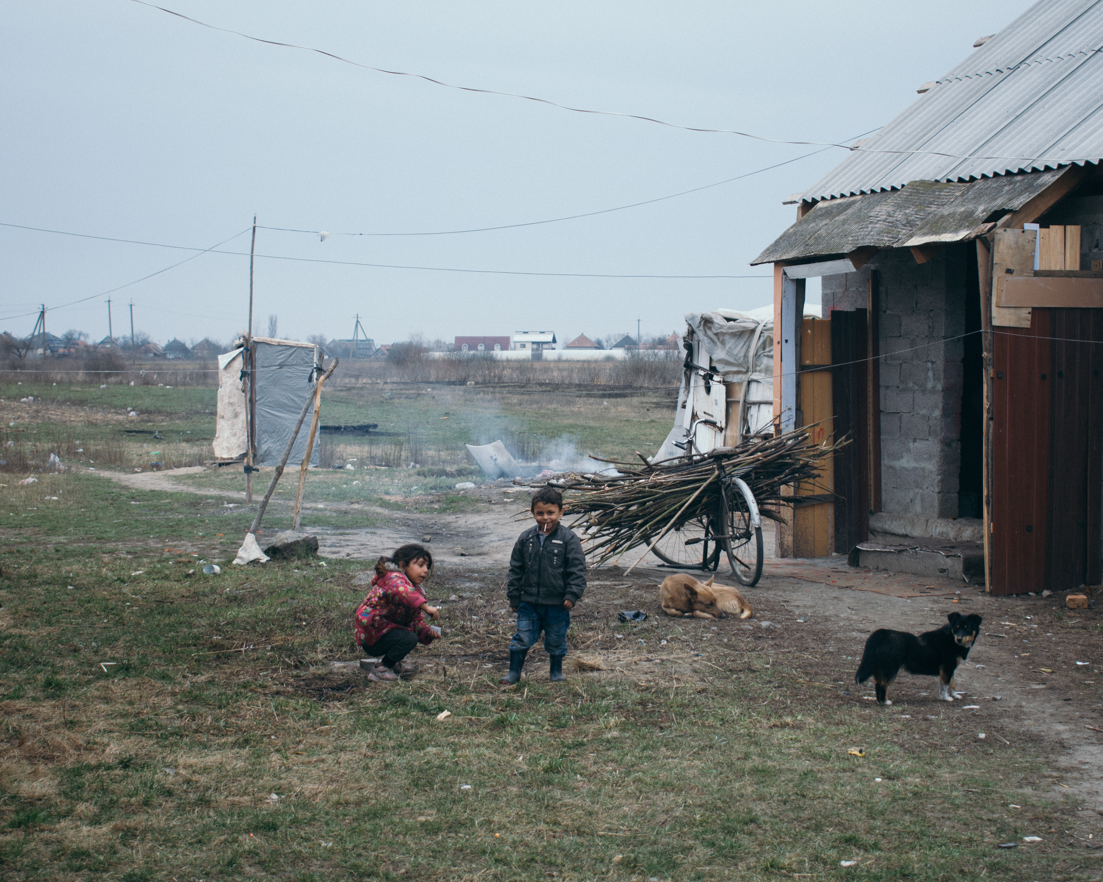 Kids playing outside. Ukraine, 2019.
