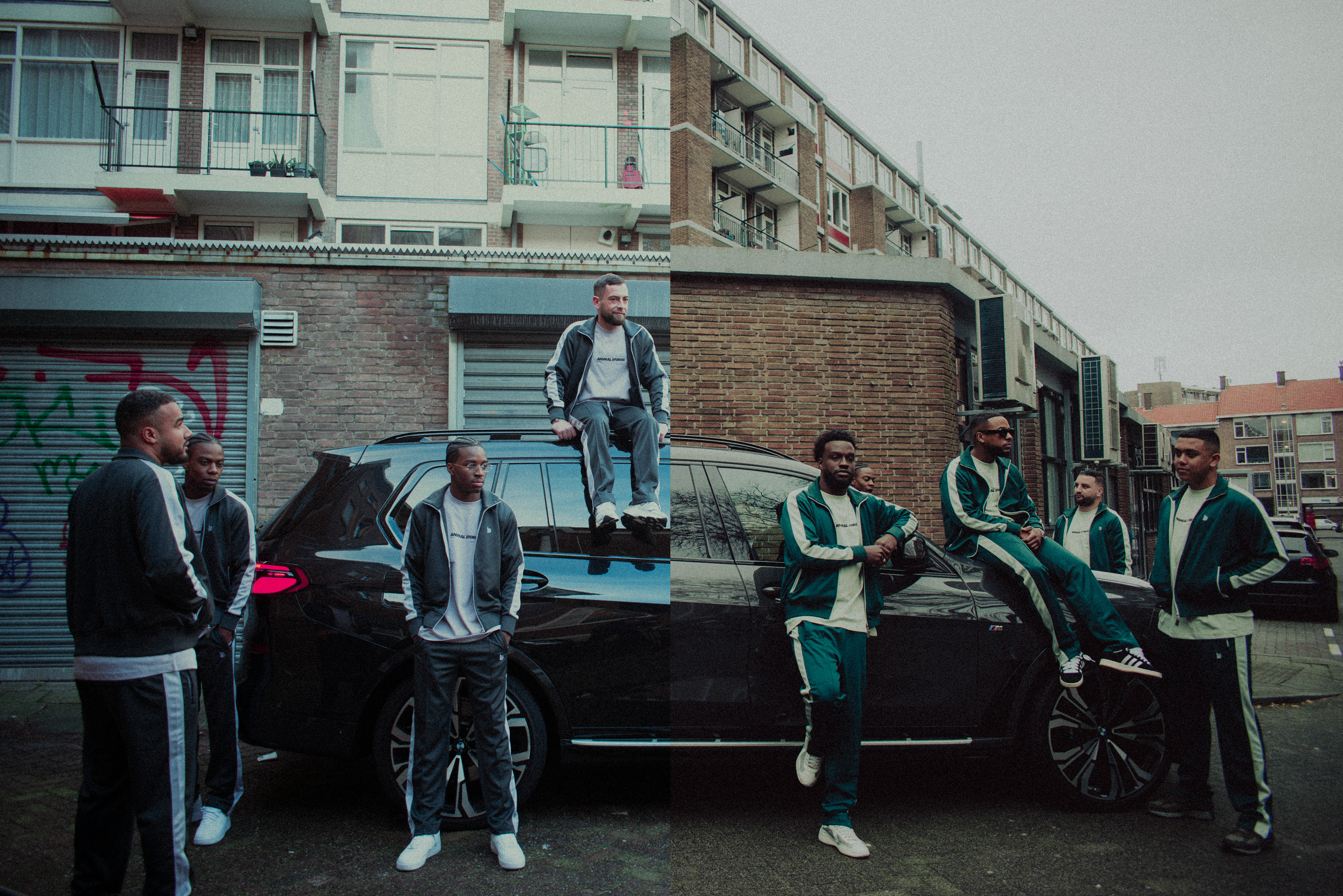 Editorial image of the green tracksuits for Kevin's Animal Stories.
