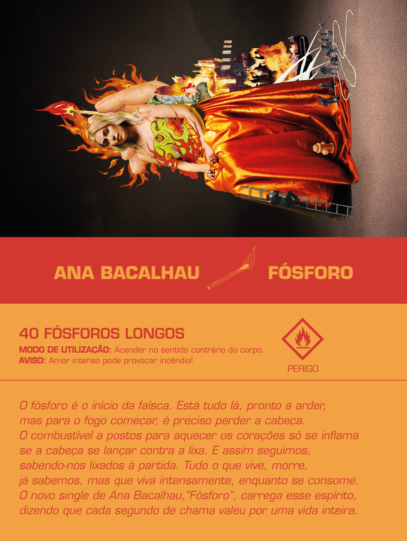design de caixa de fósforo para lançamento do single 'Fósforo' de Ana Bacalhau.
