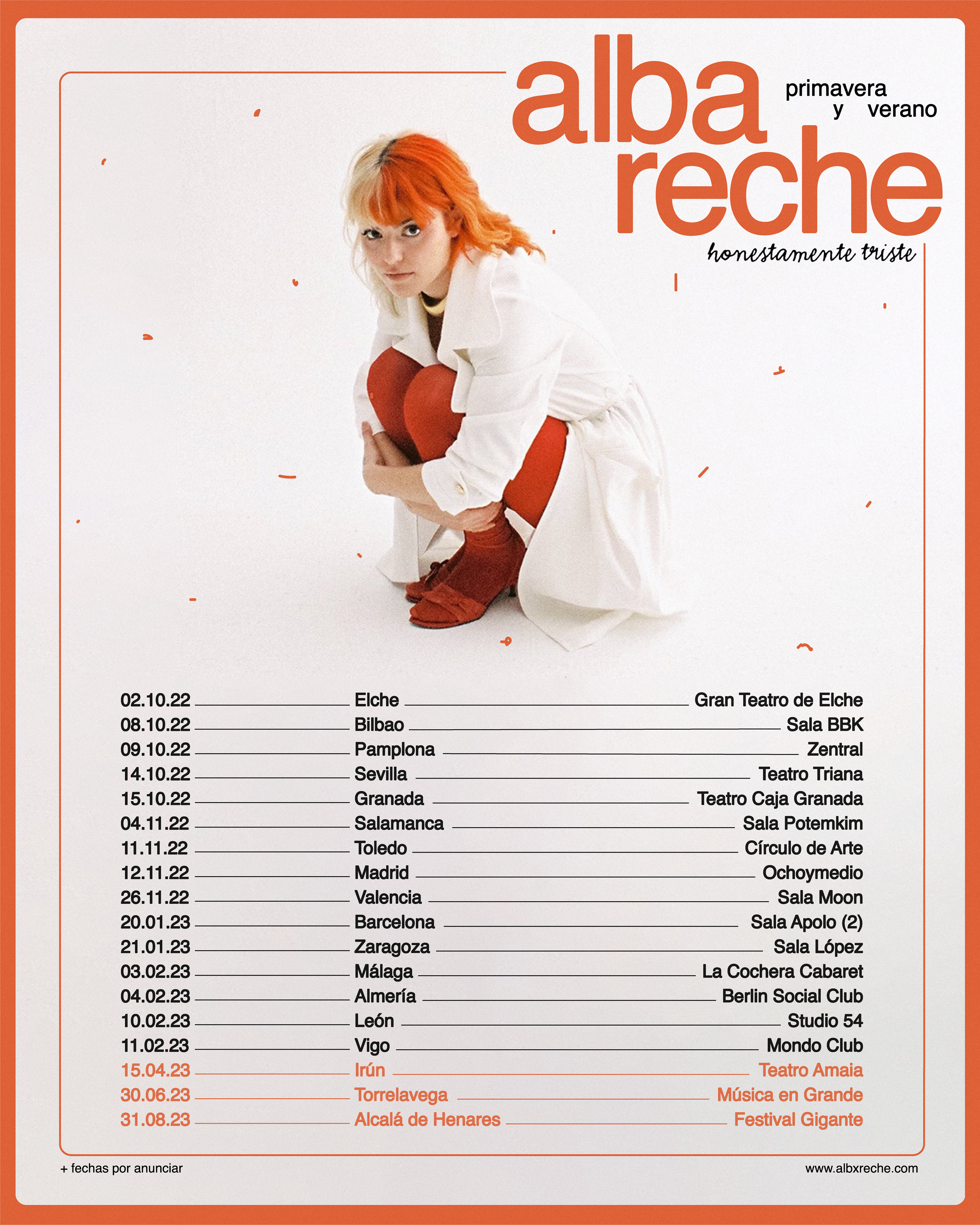 cartaz (não oficial) da tour 'honestamente triste' de Alba Reche.