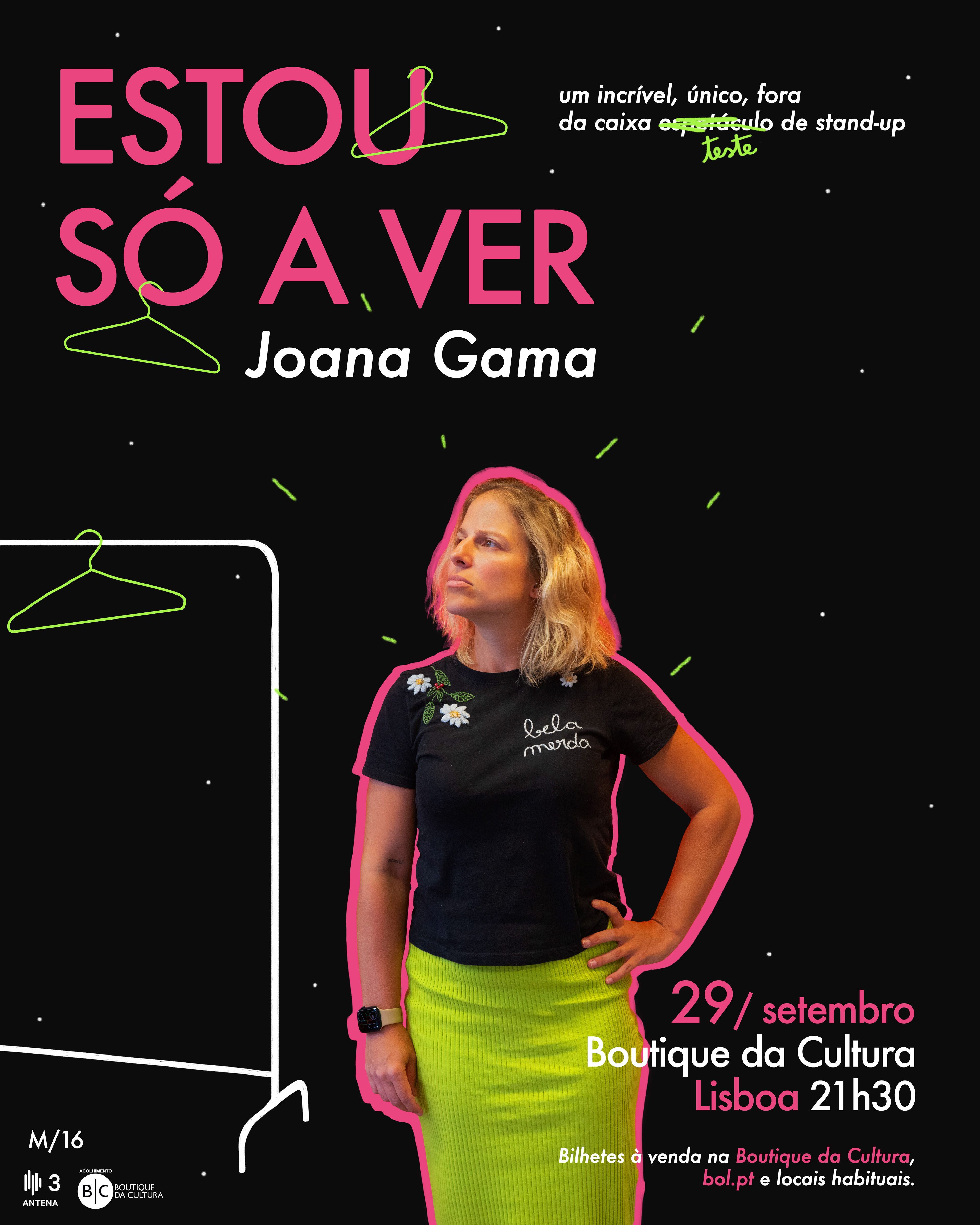 cartaz do solo de stand-up 'Estou Só a Ver' de Joana Gama.