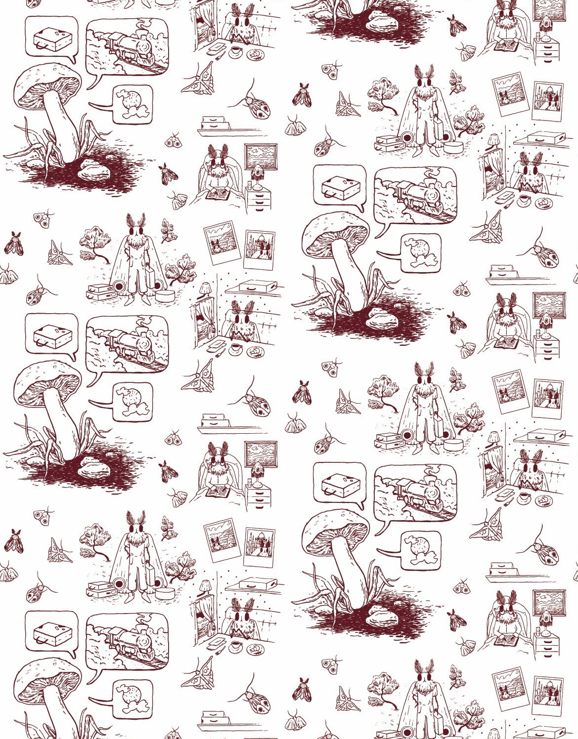 Traveling Mushroom Print (Original Art Work by Katie Donovan)