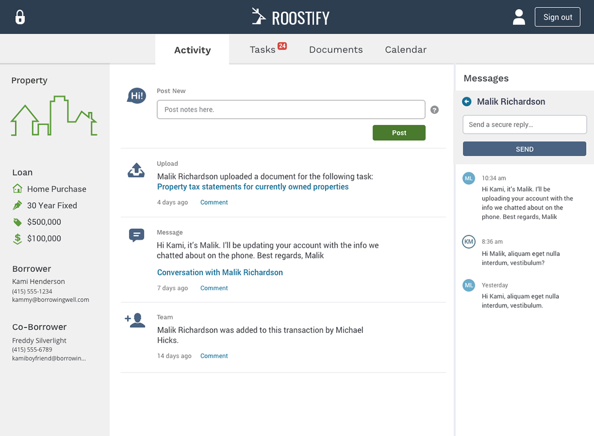"Trustworthy" style applied to borrower archetype activity screen.