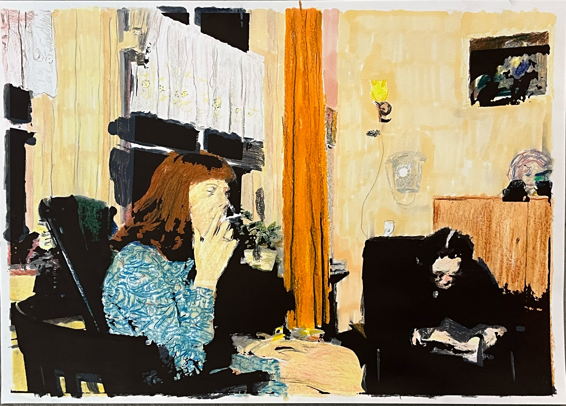 Dia serie nr 6  -  potlood, stift, monoprint en zeefdruk op papier  -  29,7 x 42 cm  -  2026
