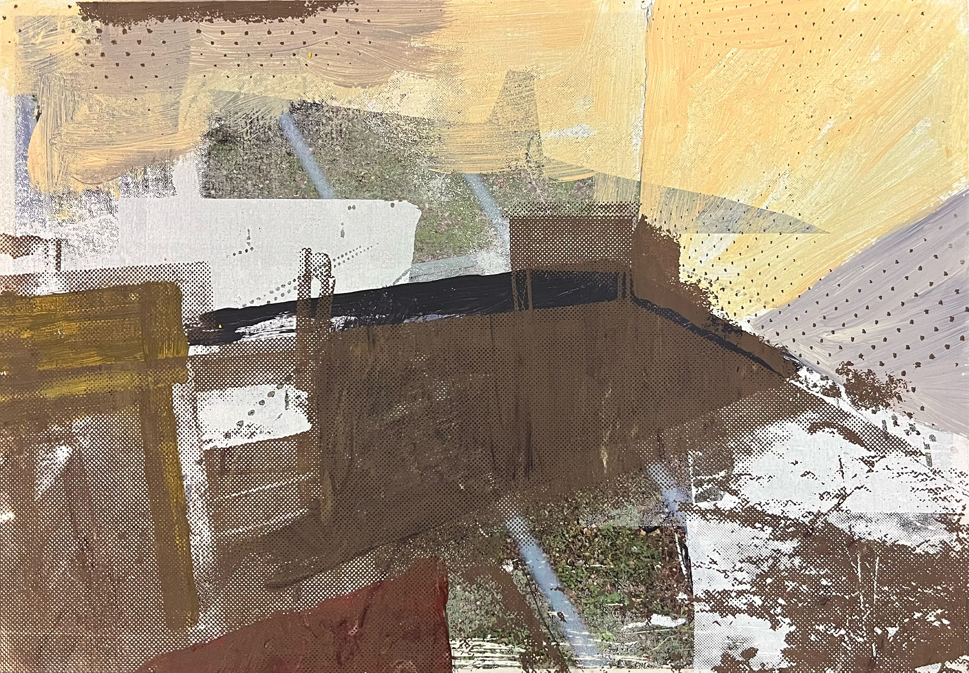 Modelbouw  -  Acryl en zeefdruk op hout  -  21 x 30 cm  -  2026