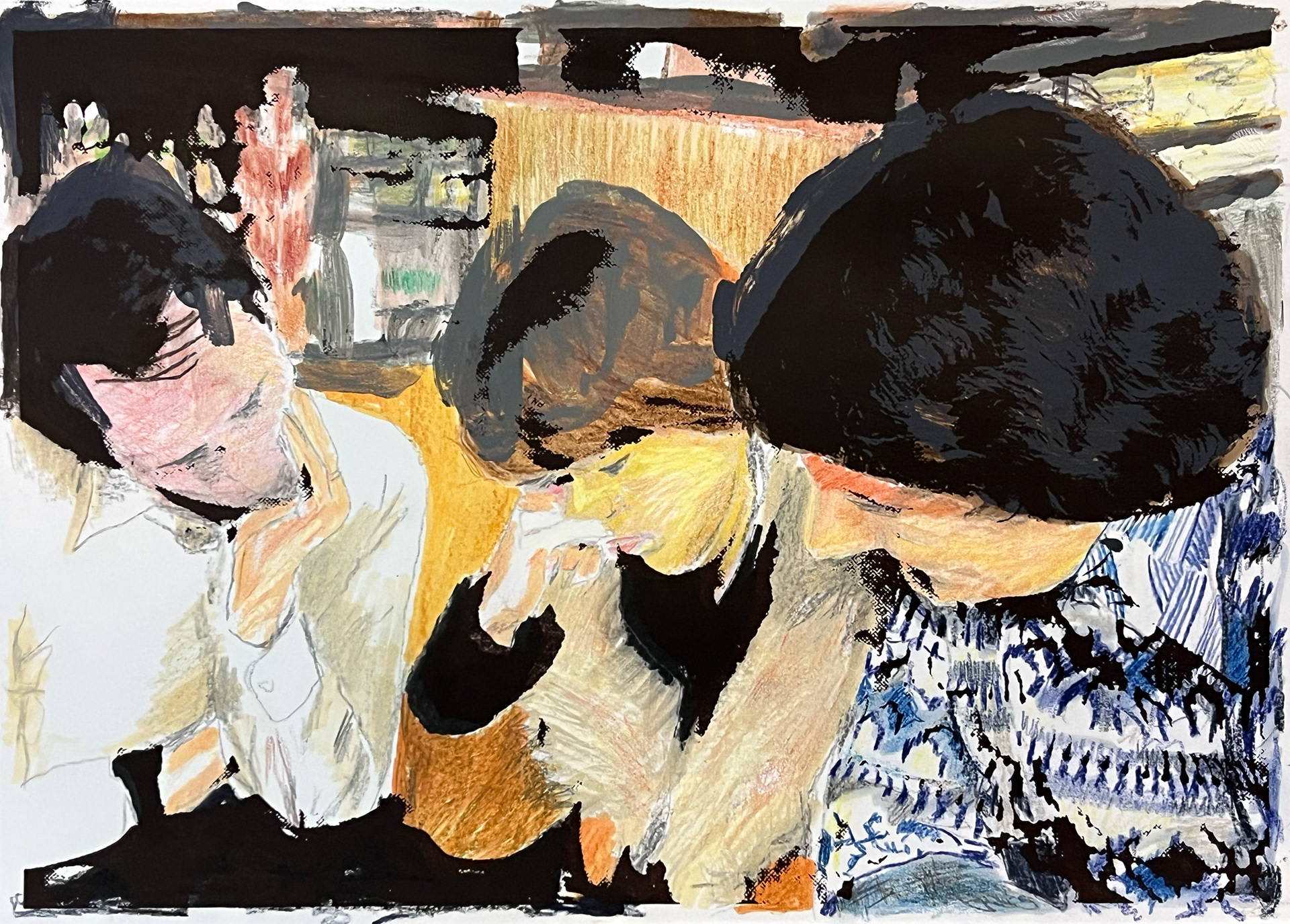 Dia serie nr 2  -  potlood, stift, monoprint en zeefdruk op papier  -  29,7 x 42 cm  -  2026