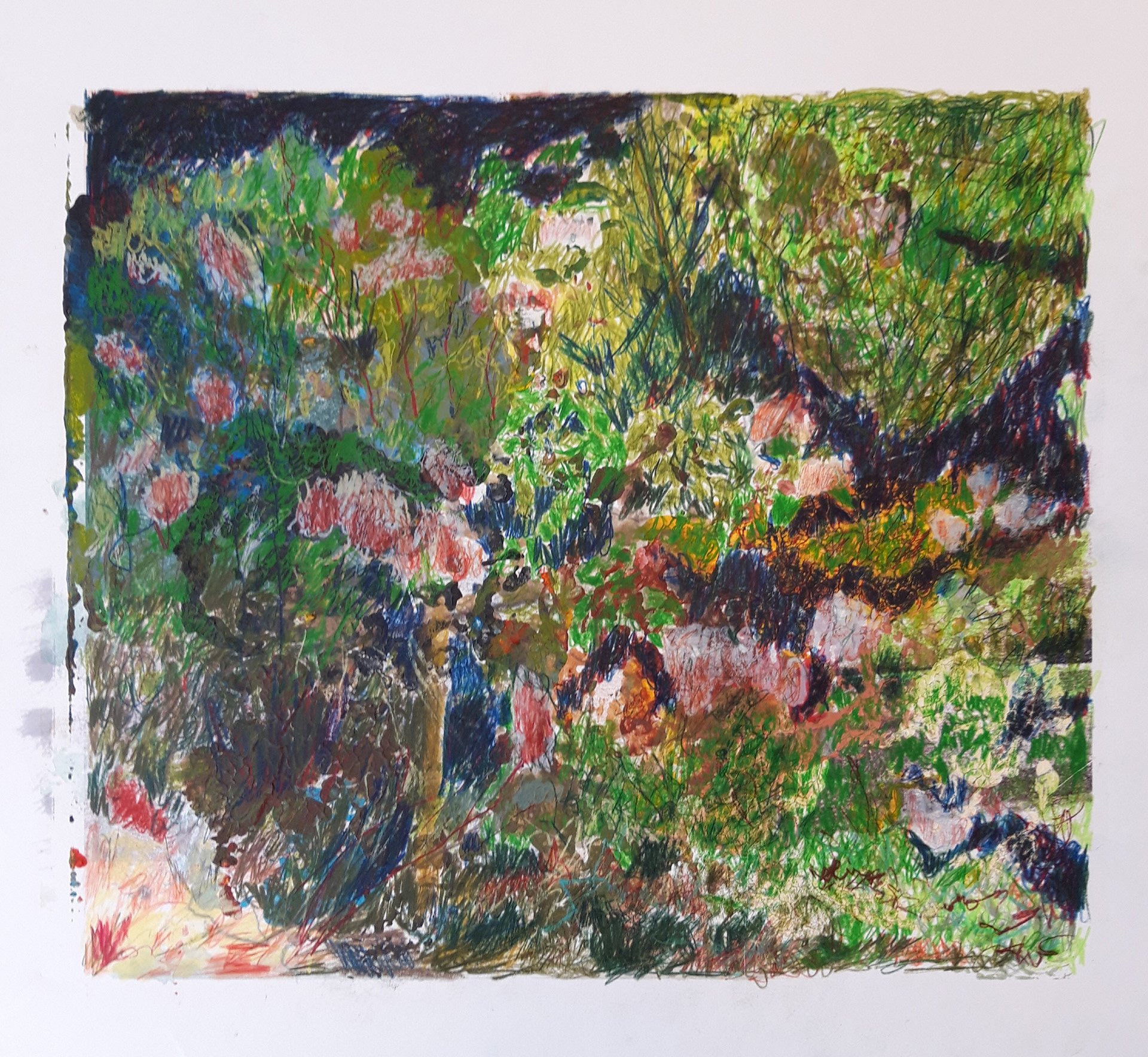Tuin - potlood over mixed media op papier - 2020
