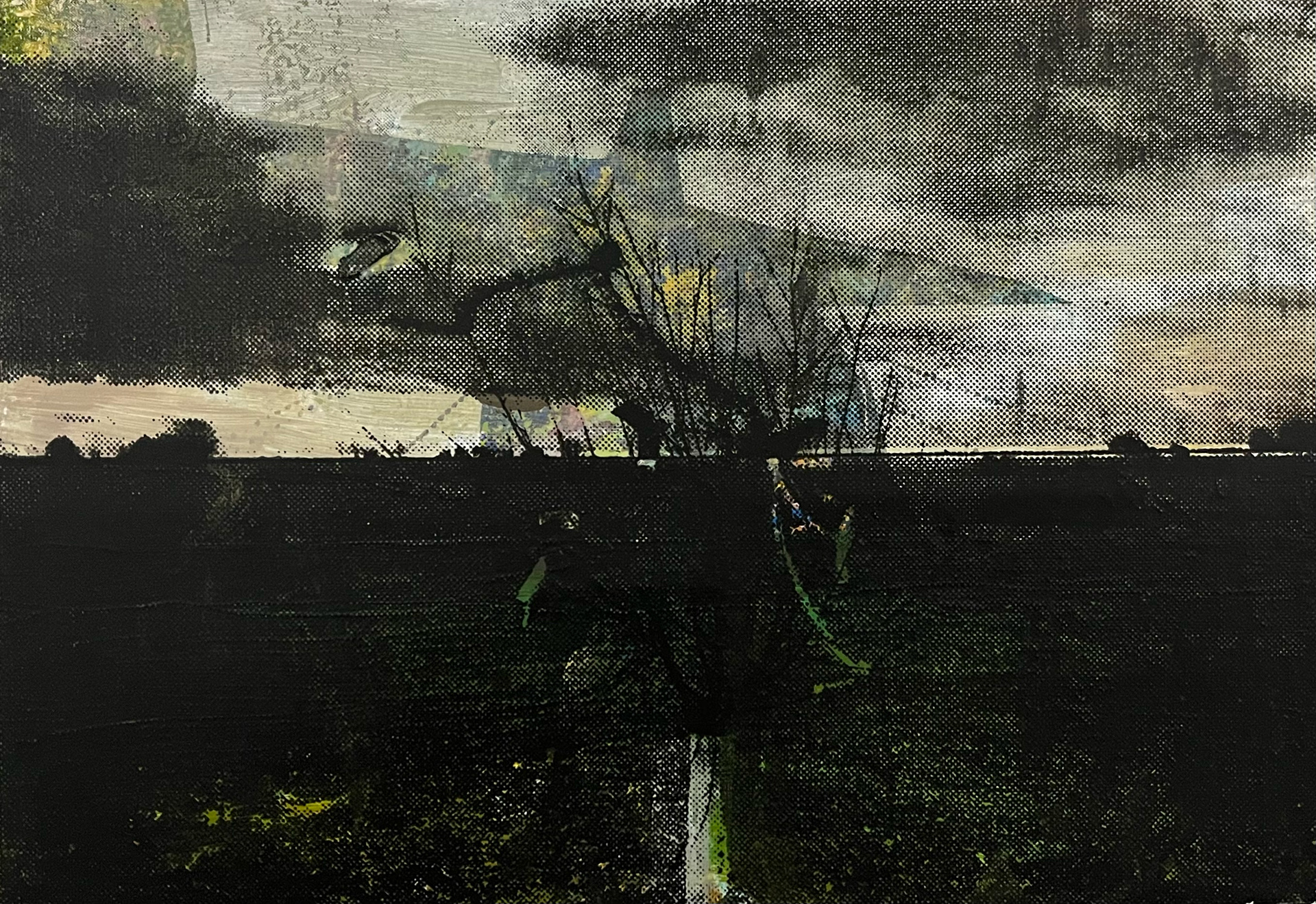 Geluksboom  -  Acryl en zeefdruk op hout  -  21 x 30 cm  - 2026