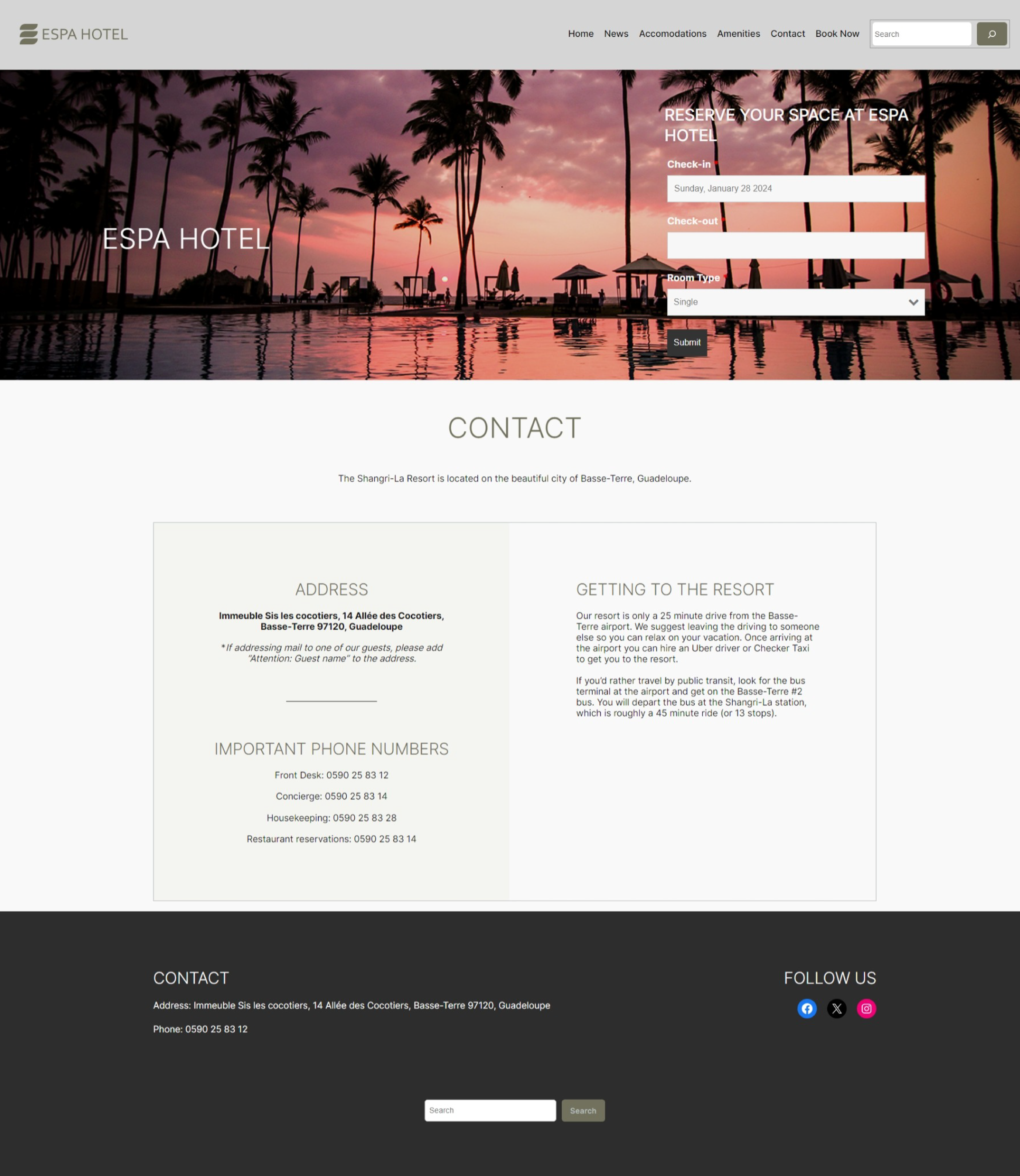 Contact Info Page