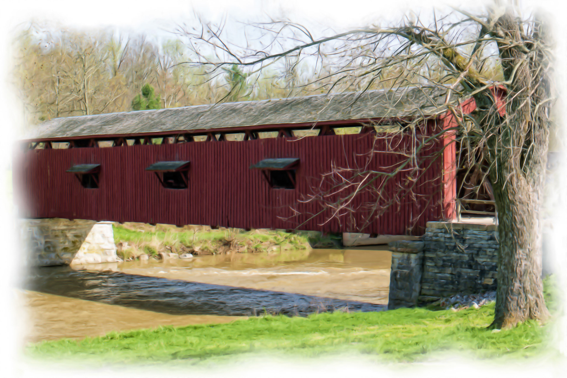 Painting_Cataract Covered Bridge Oil