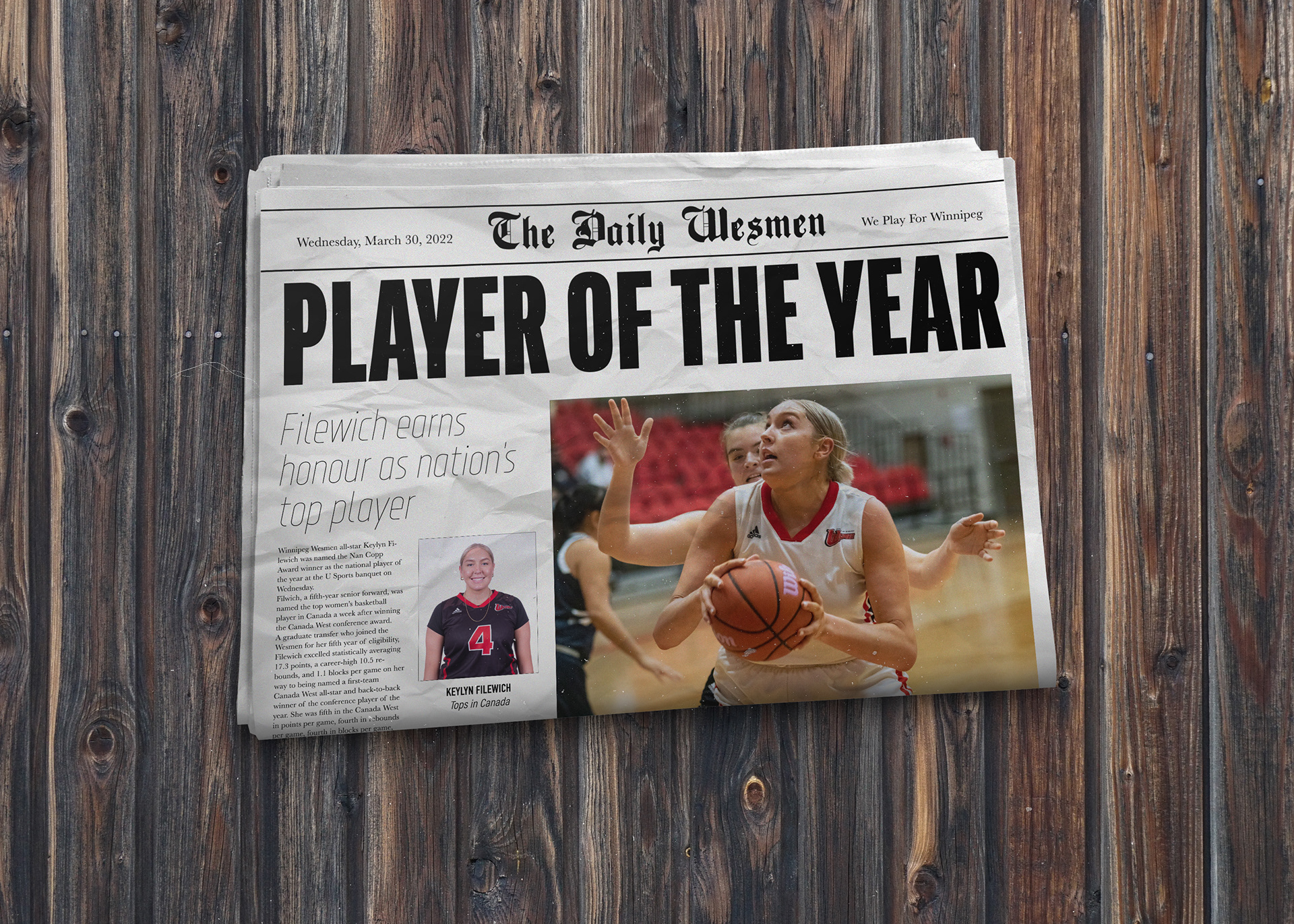 Keylyn Filewich is named the national player of the year.
