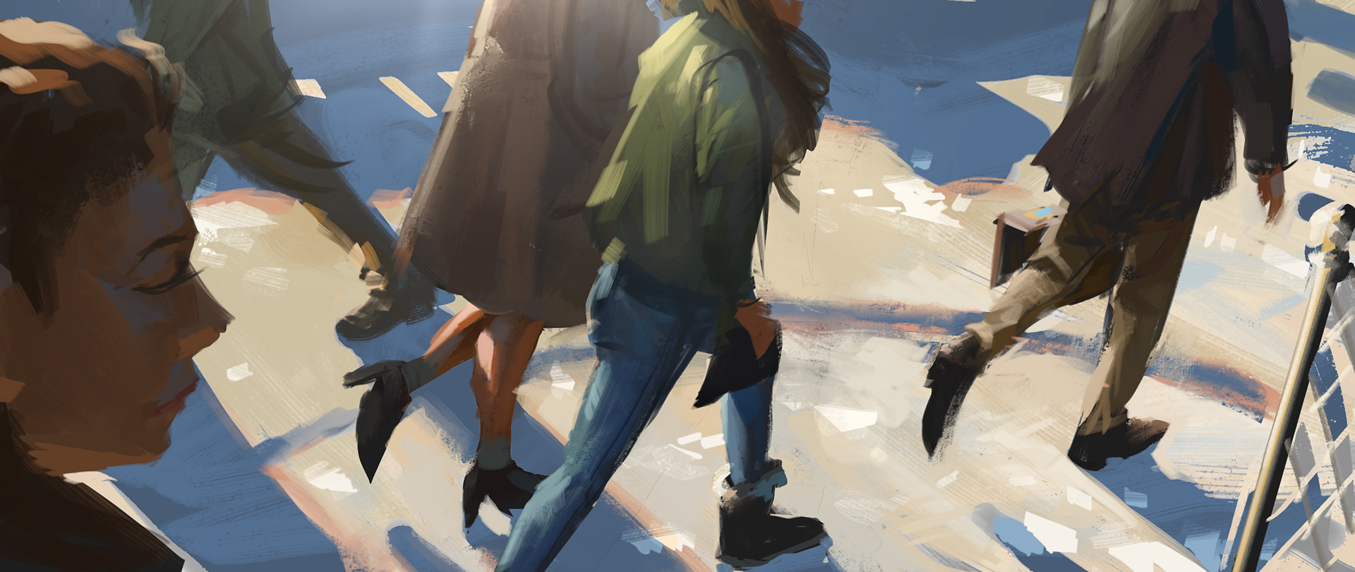 Painted from a mental snapshot while exiting the train