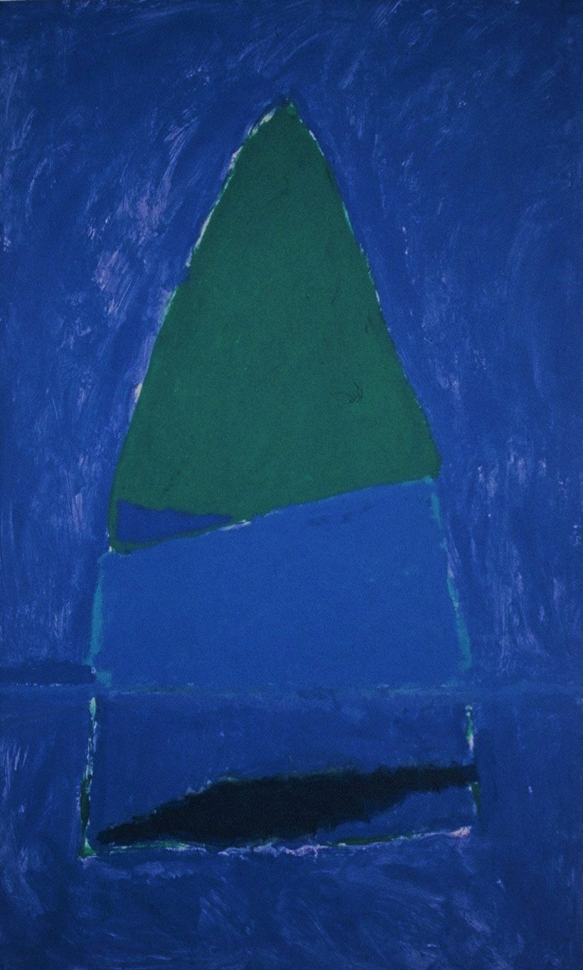 zieleń w błękicie  120 x 210 tempera, papier 1993 (sprzedany)