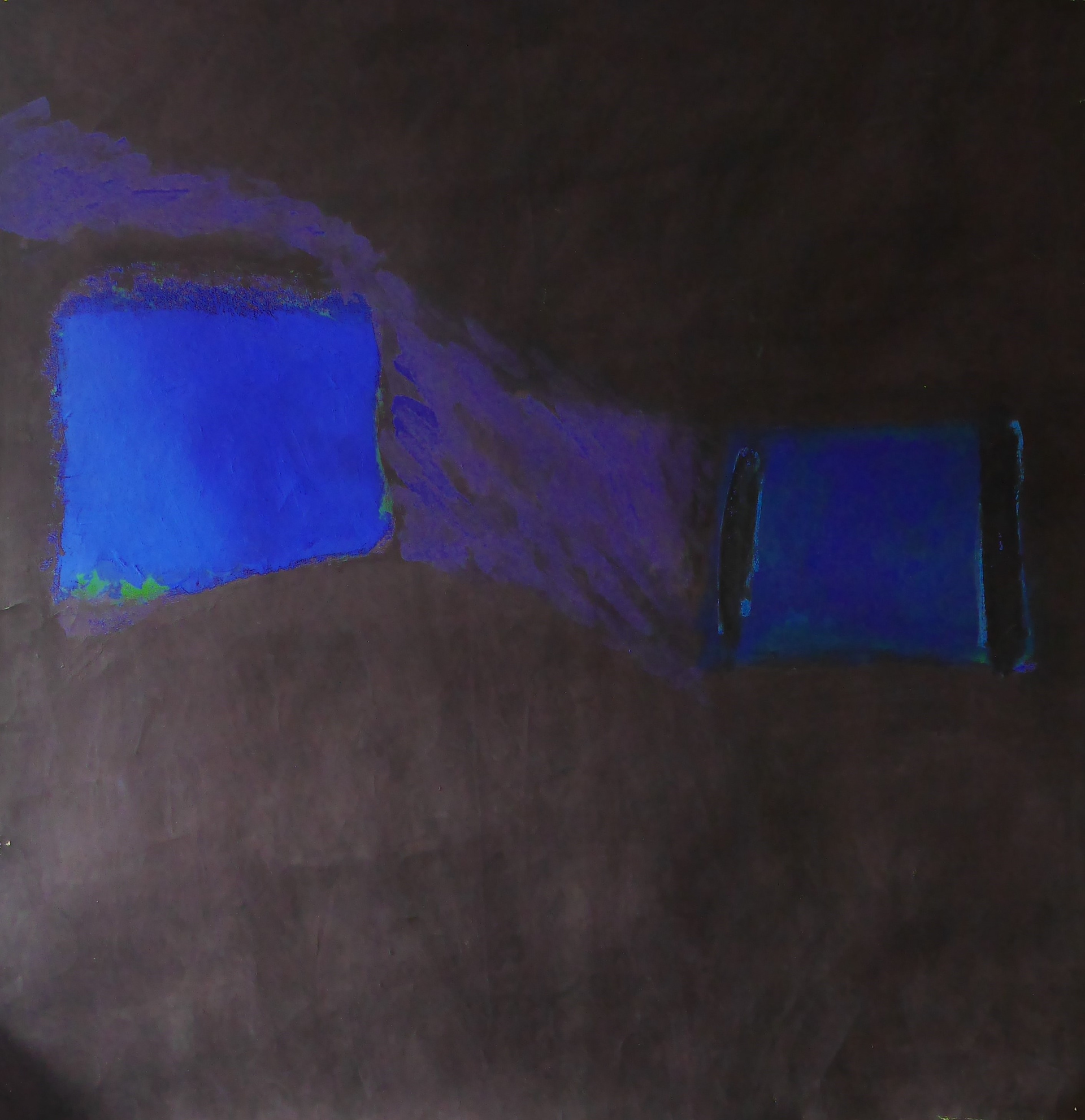 2 blekity z. w tej samej przestrzeni (...) 122x126 tempera,papier 1993