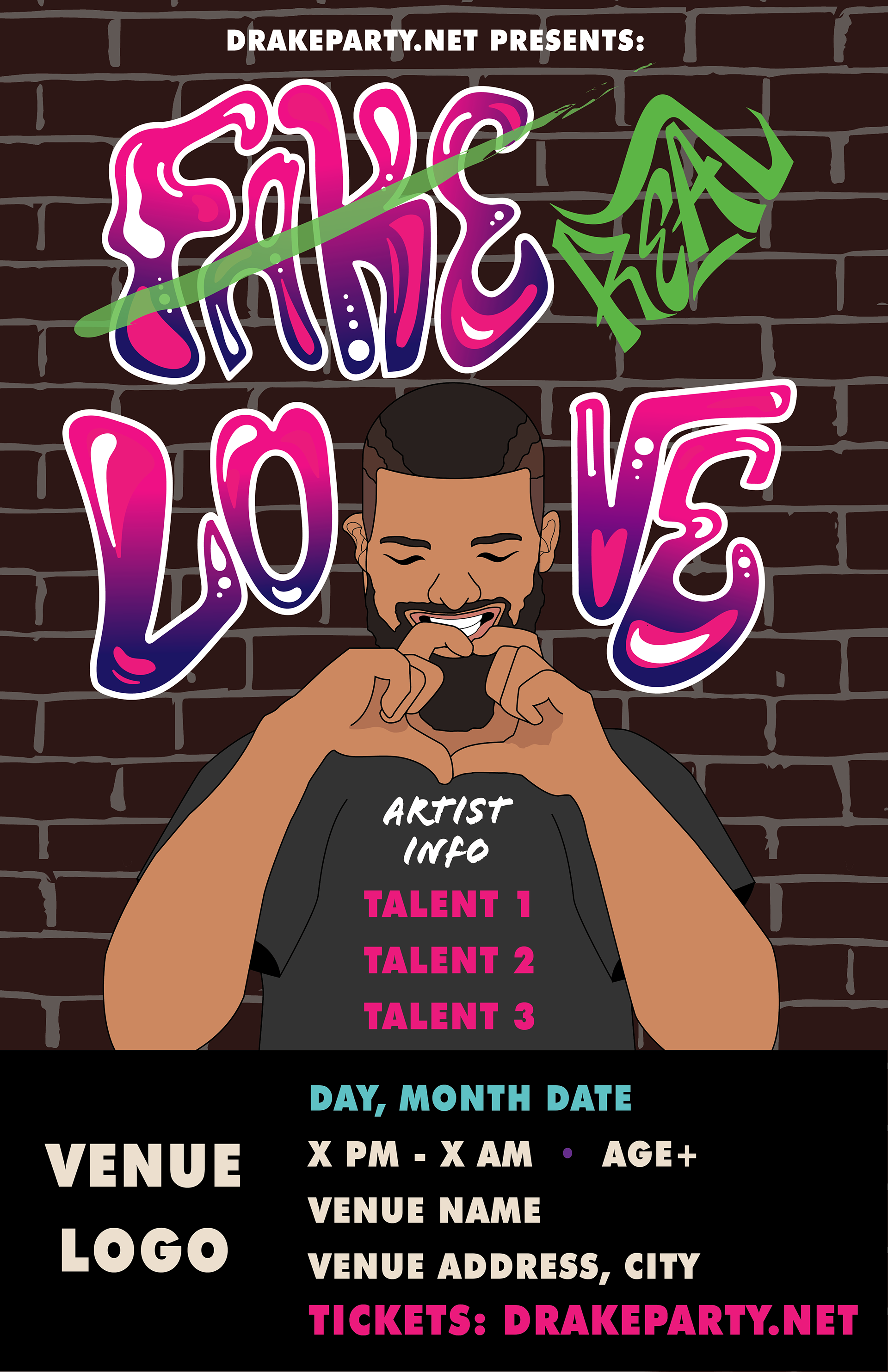 Printed Flyer featuring guest DJs