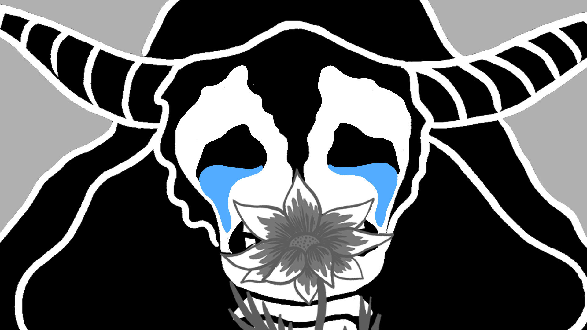He gazed at the flowers with tearful eyes,