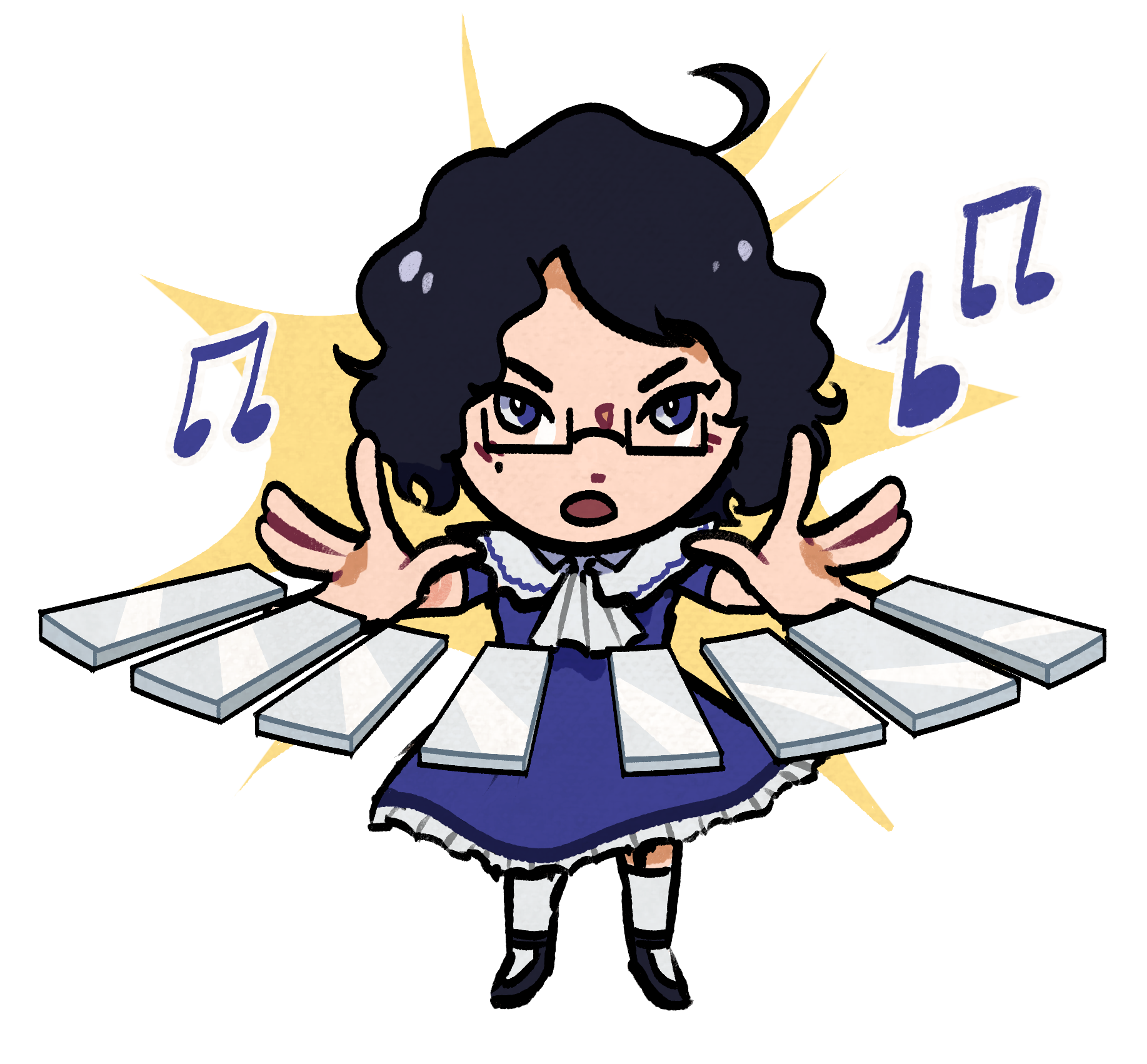 Sticker-esque drawing of a friend's character.