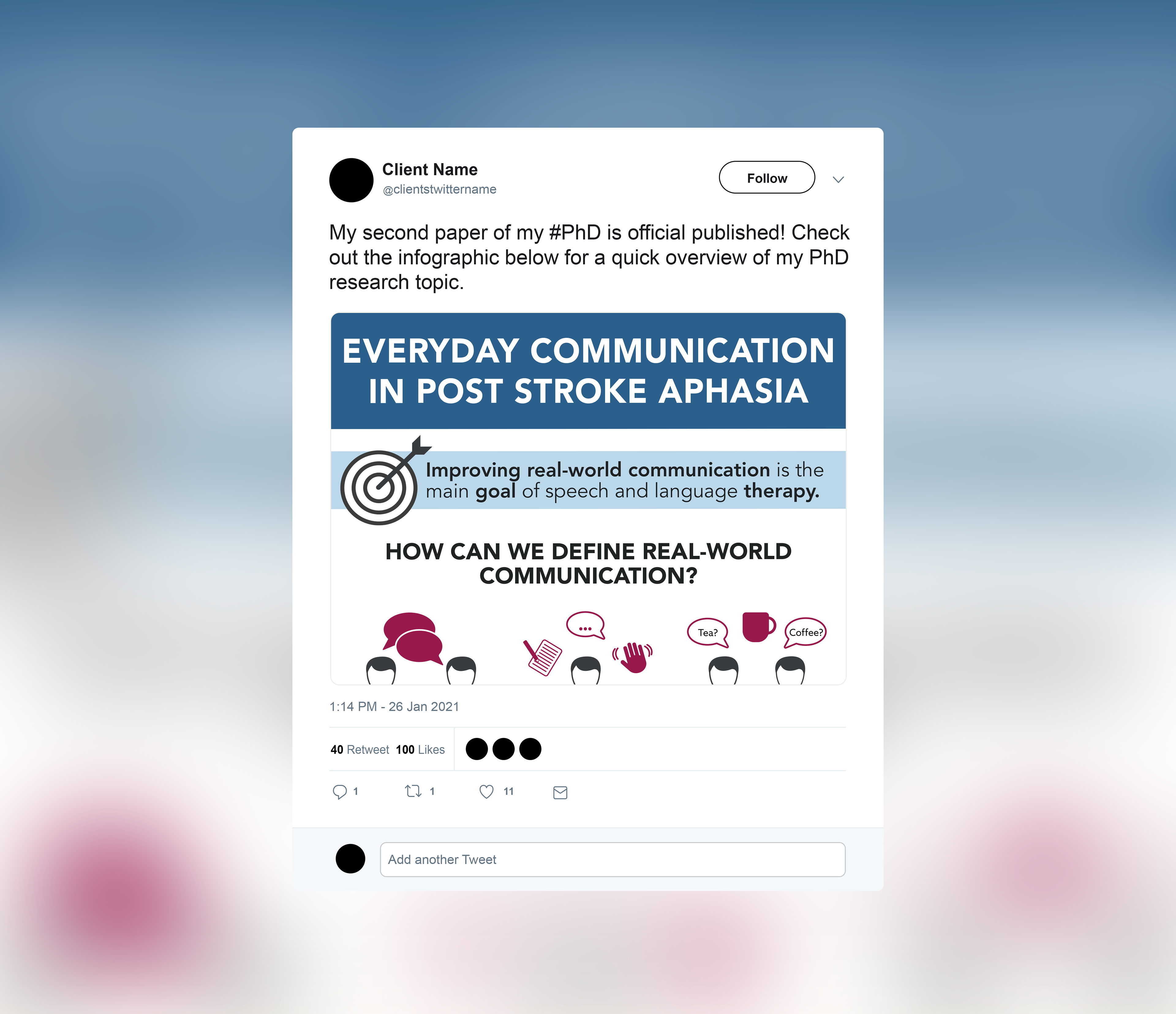 The social media graphic mocked-up as a Twitter post