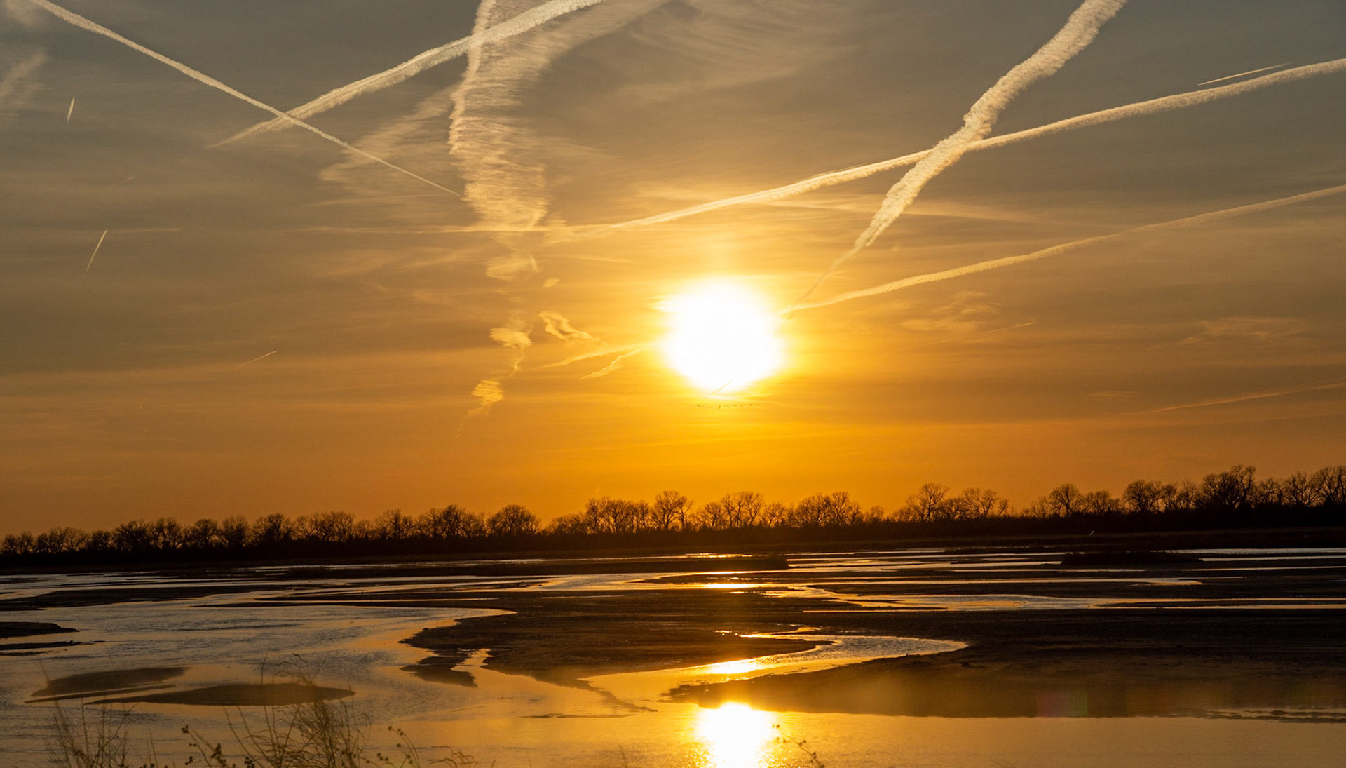 Sunset at The Nature Conservancy blind along the Platte River, NE