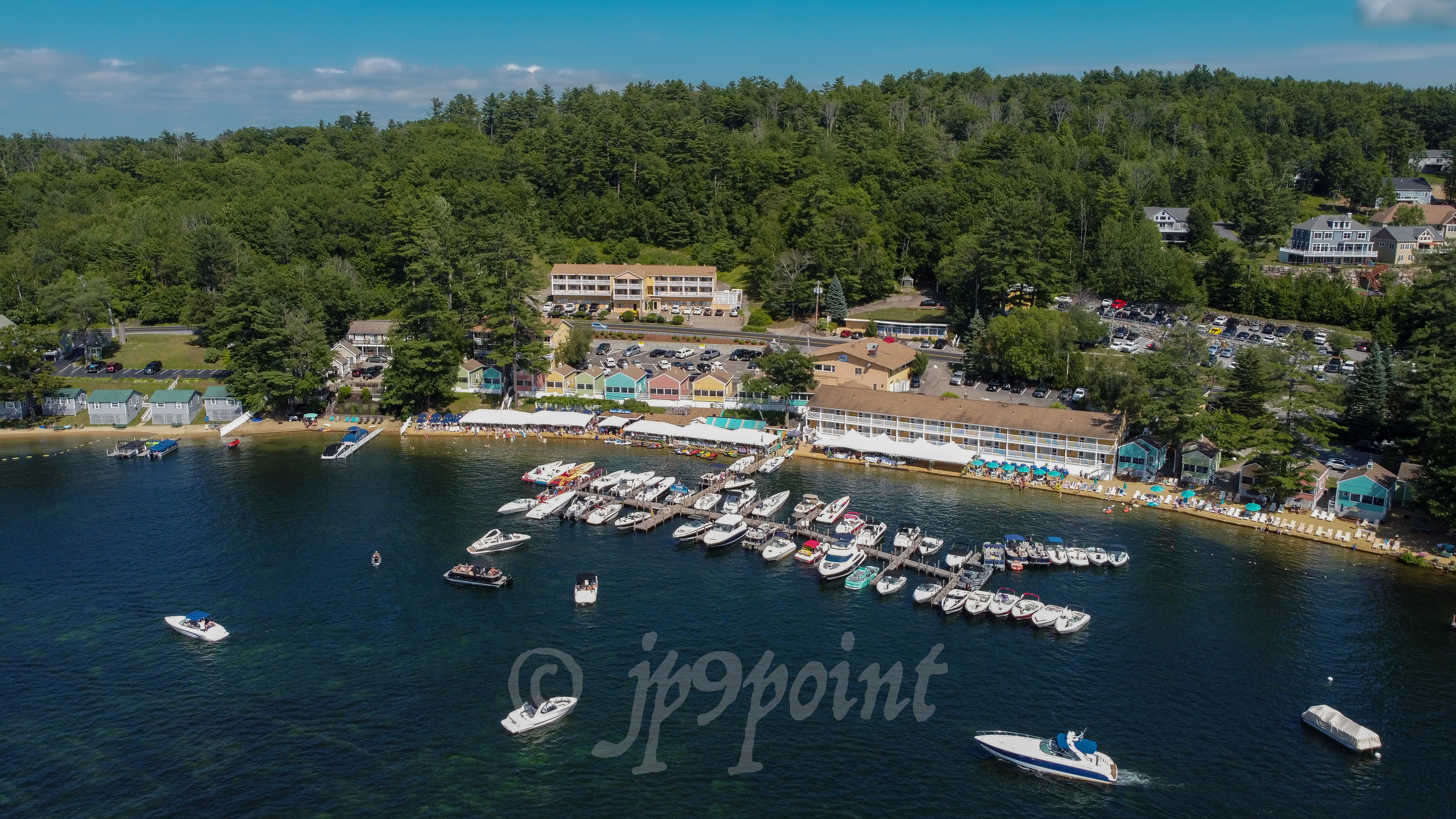 View from Paugus Bay of the cottages