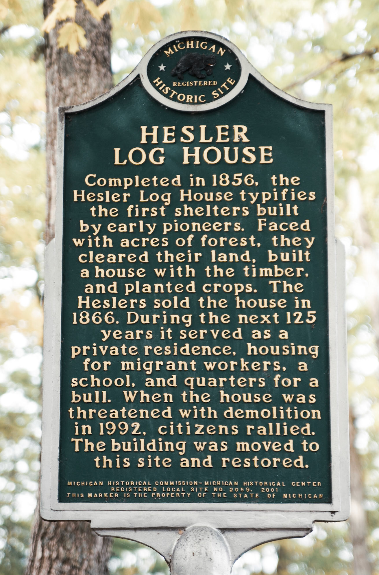 Mission Point Lighthouse Hesler Log House 1