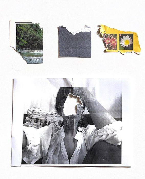 Detail (photograph collage) — Self-portrait by the artist and found photographs from published sources.