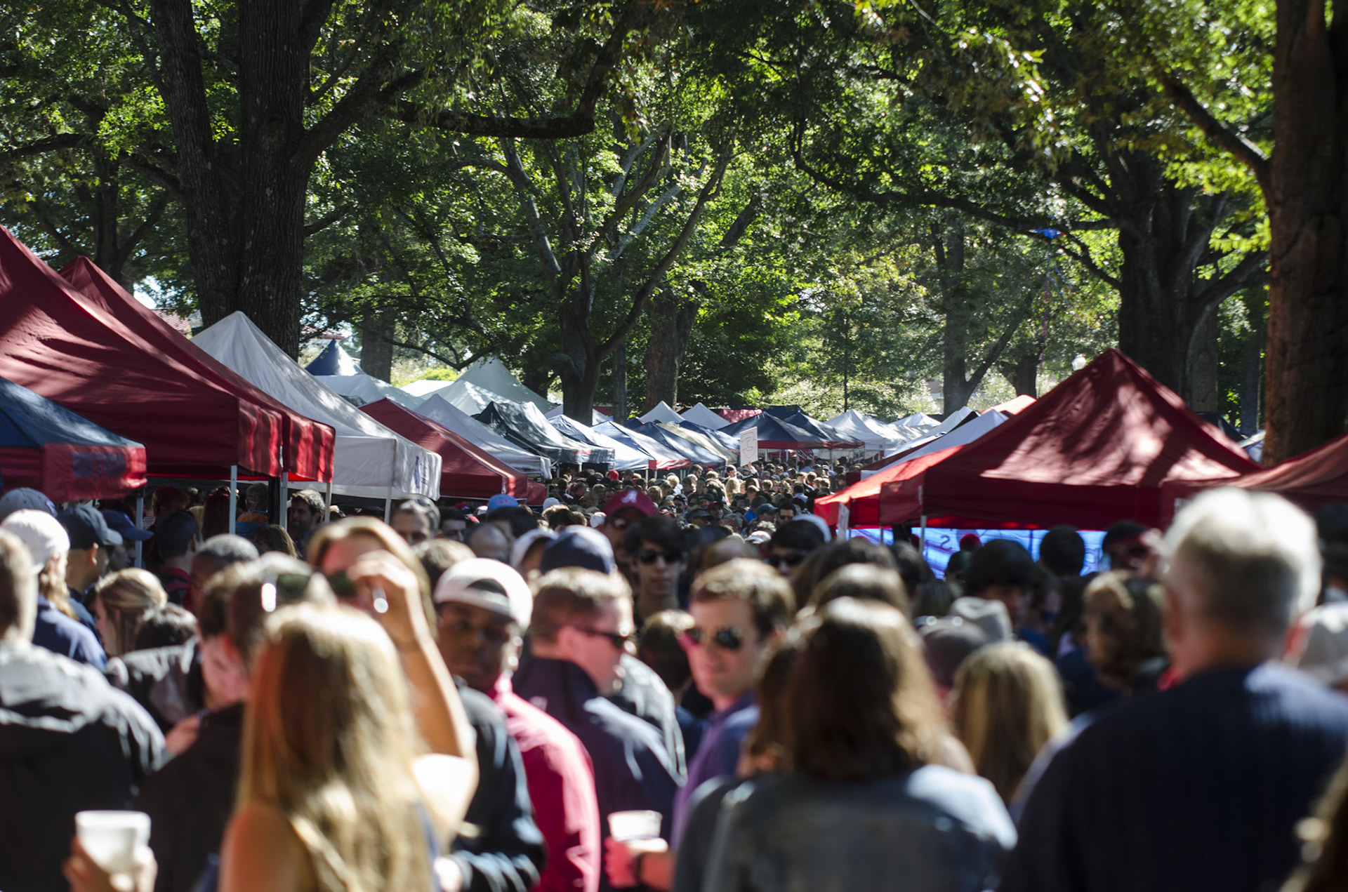 Students and fans in the Grove on the campus of the University of Mississippi in Oxford, Miss. on Saturday, Oct. 4, 2014.