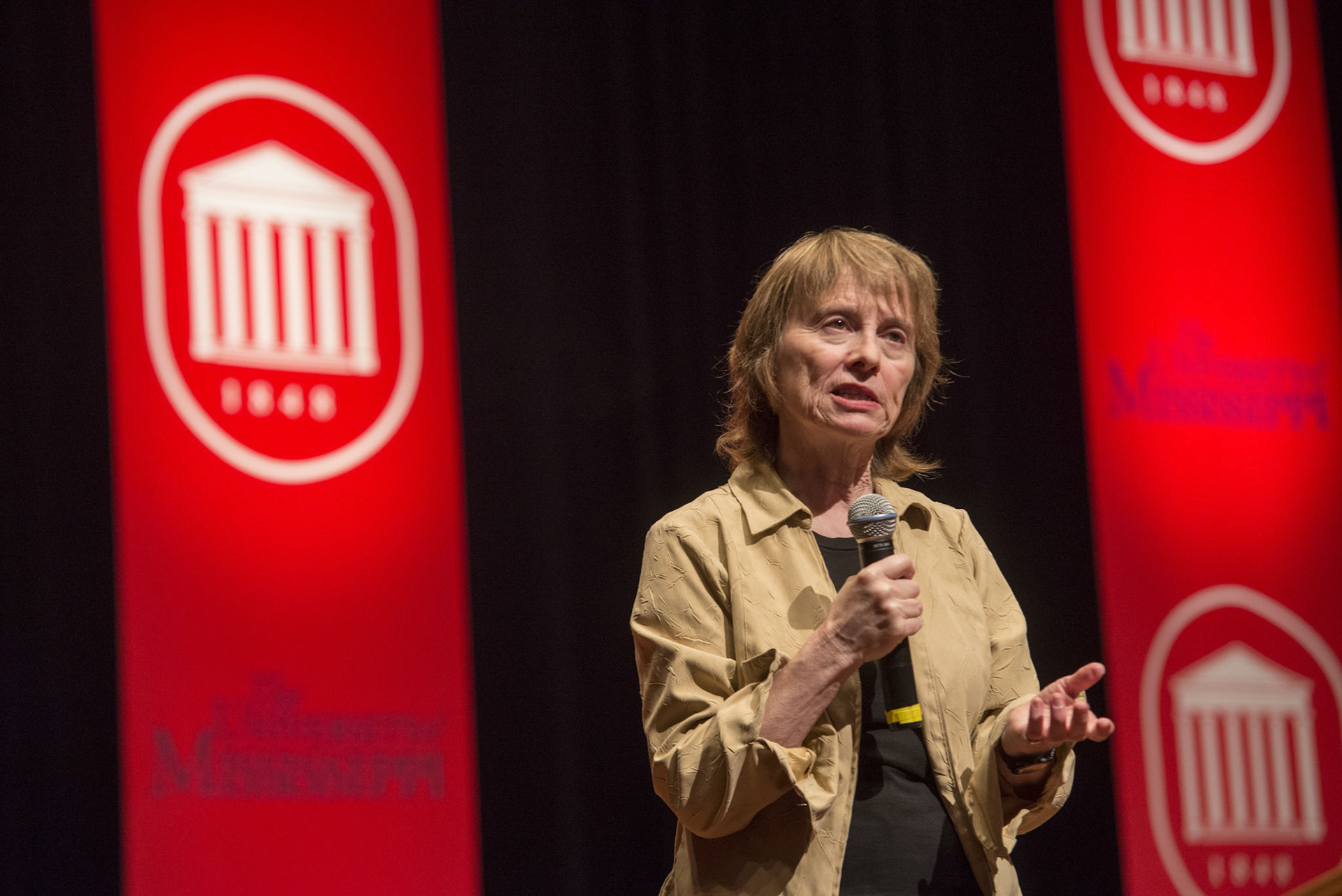 Dr. Camile Paglia speaks in the Gertrude Ford Center for the Perfoming Arts on the campus of the University of Mississippi in Oxford, Miss. on Tuesday, Sep. 16, 2014.