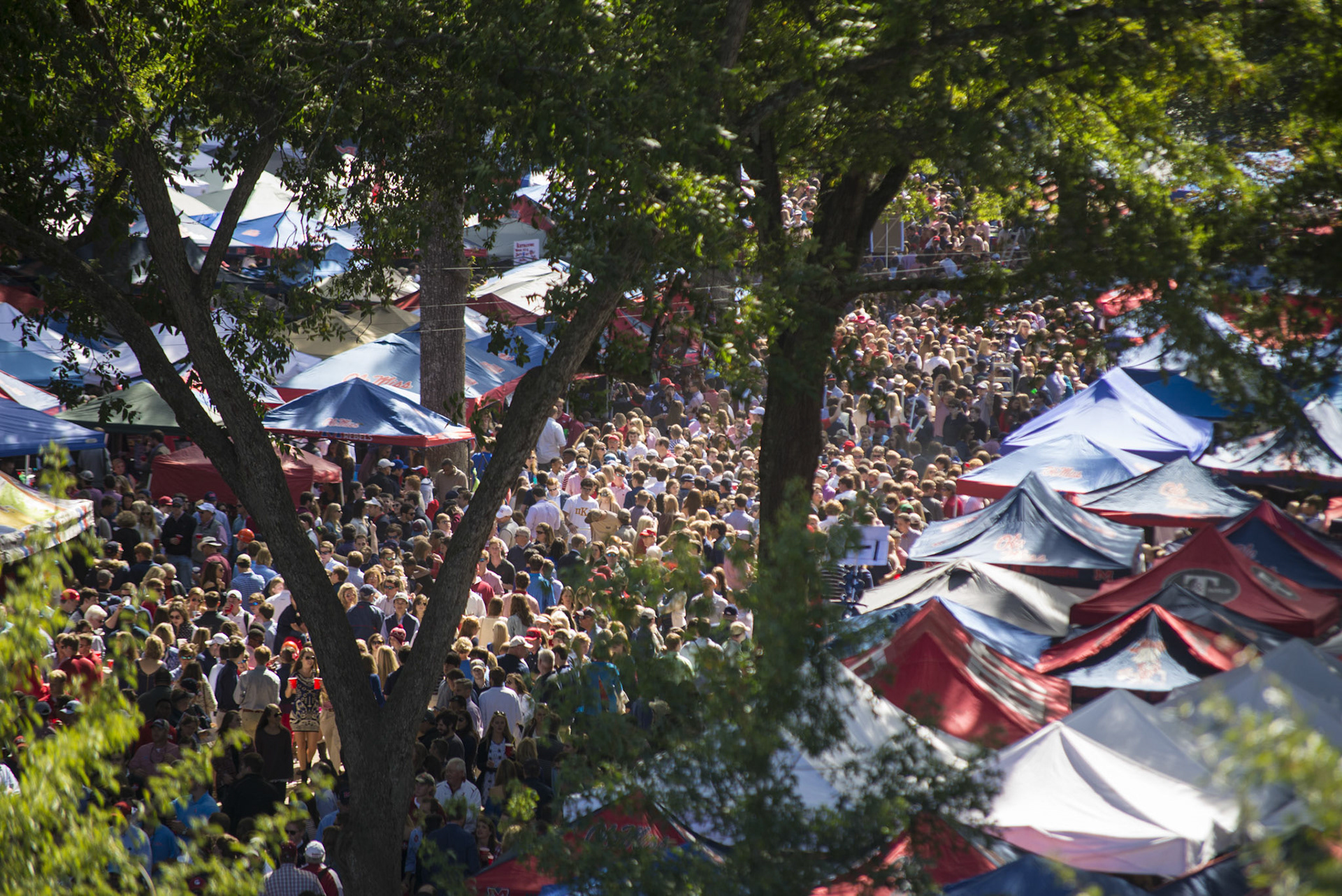 Students and fans in the Grove on the campus of the University of Mississippi in Oxford, Miss. on Saturday, Oct. 4, 2014.